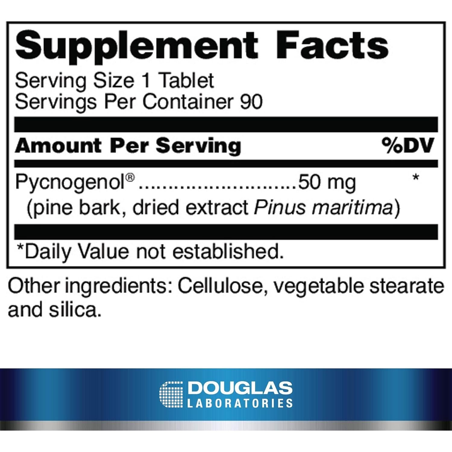 Pycnogenol Douglas Laboratories 50 mg - 90 tabletas para salud cardiovascular