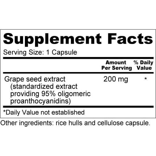 Suplemento de Semilla de Uva Wellness Resources 200mg 100 Cápsulas
