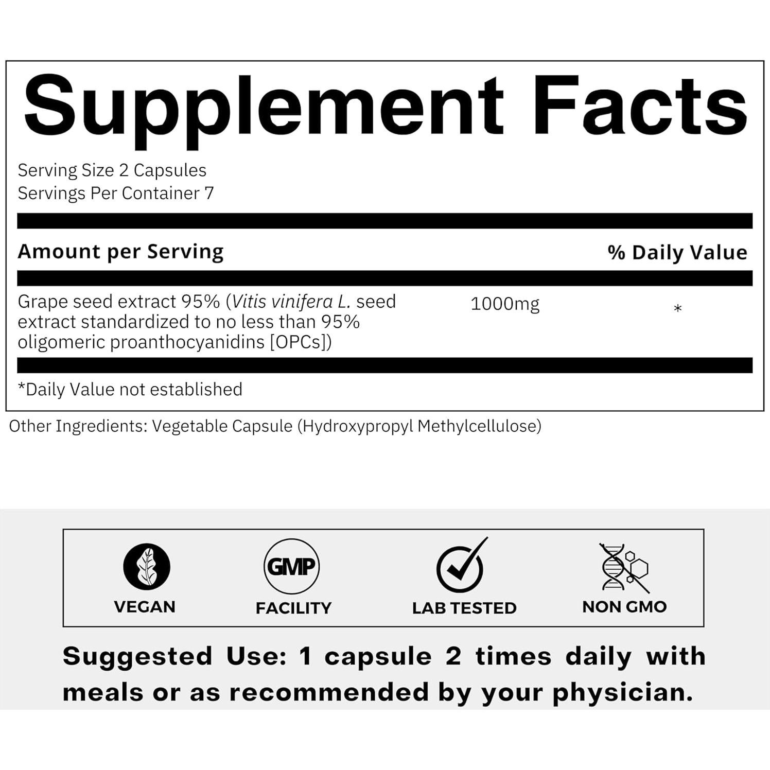 Extracto de Semilla de Uva 500mg FOLIUS LABS - 95% OPCs