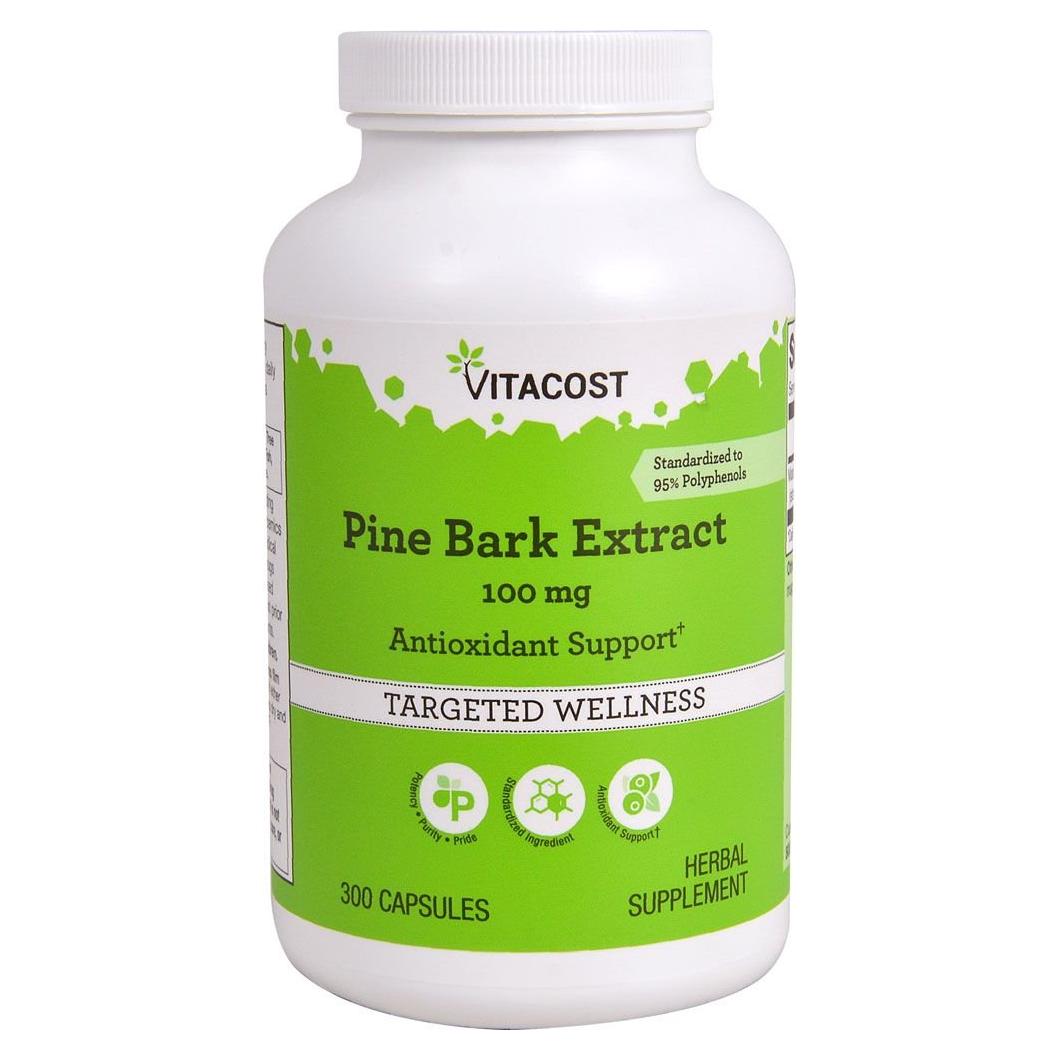 Extracto de Corteza de Pino Vitacost 100 mg - 300 Cápsulas - 95% OPC