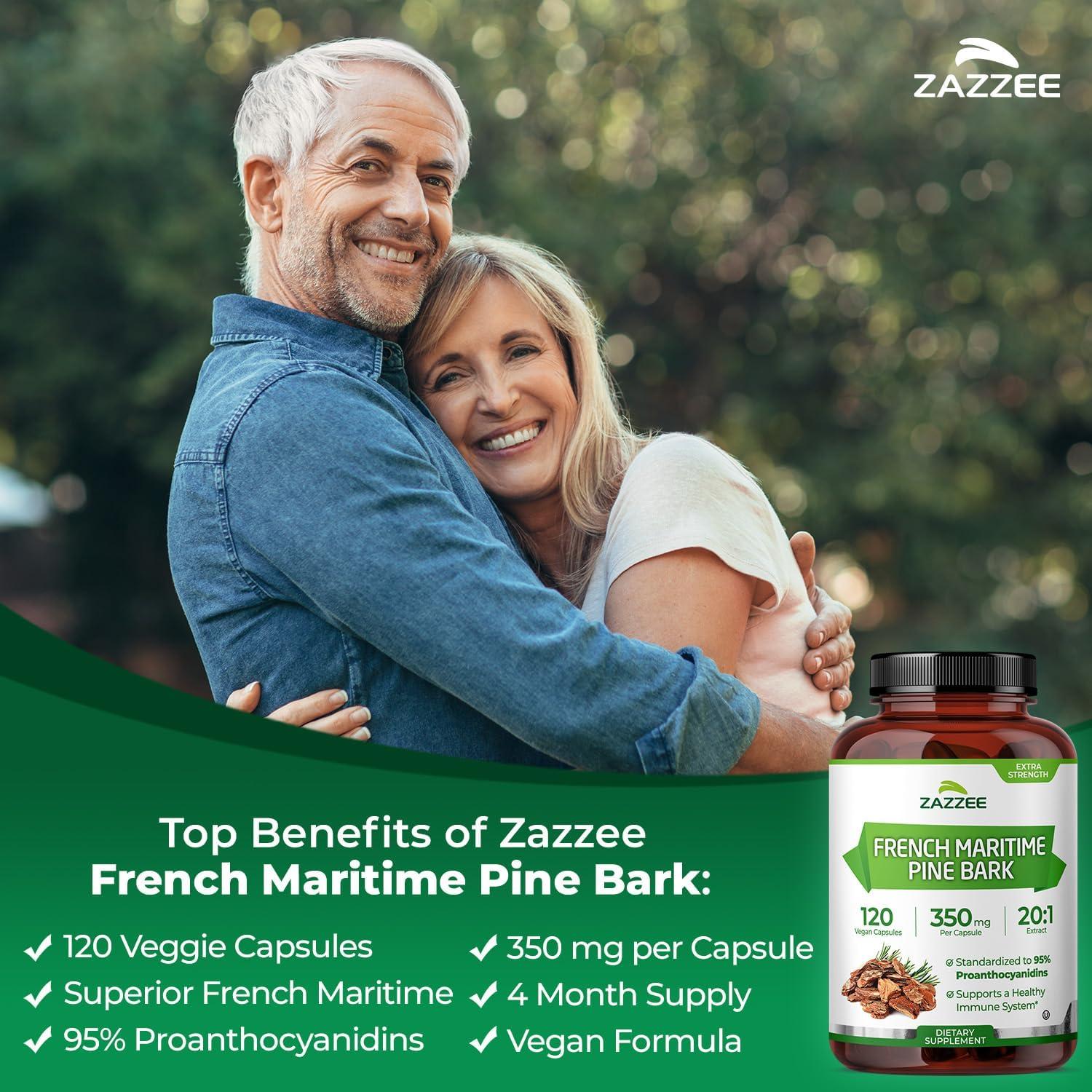 Zazzee Extracto de Pino Marítimo Francés 350mg 120 Cápsulas Veganas