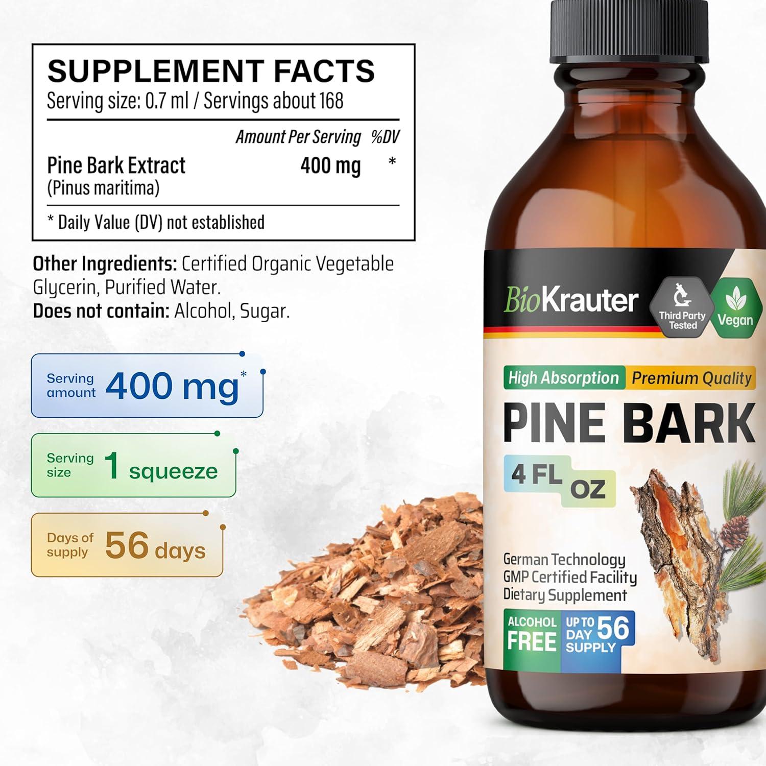 Extracto de Corteza de Pino Bio Krauter 118.29 ml - Antioxidante Vegano