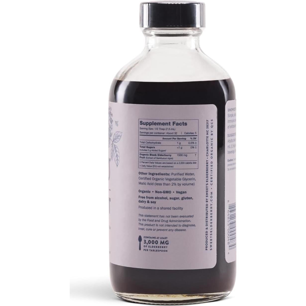 Extracto de Saúco Orgánico Sweet 236.6 ml Sin Azúcar Vegano