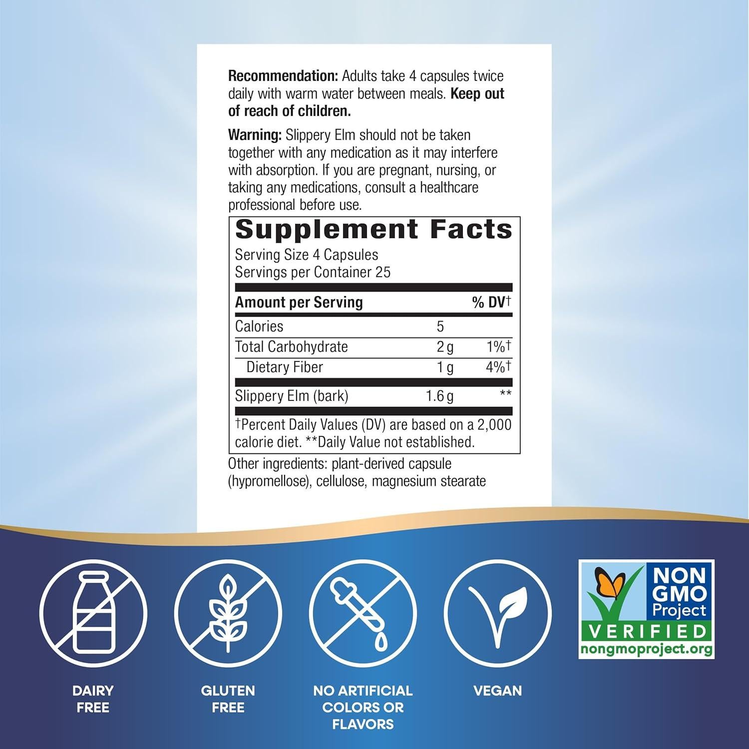 Corteza de Olmo Resbaladizo Nature's Way 100 Cápsulas Veganas