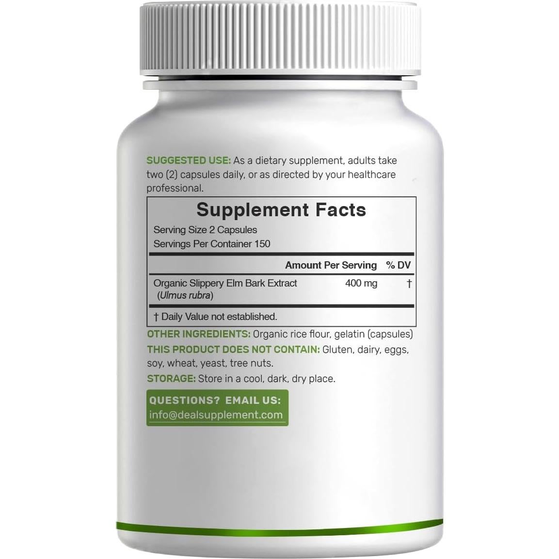 Cápsulas de Olmo Resbaladizo Deal Supplement 300 Unidades - Alivio Natural de Garganta