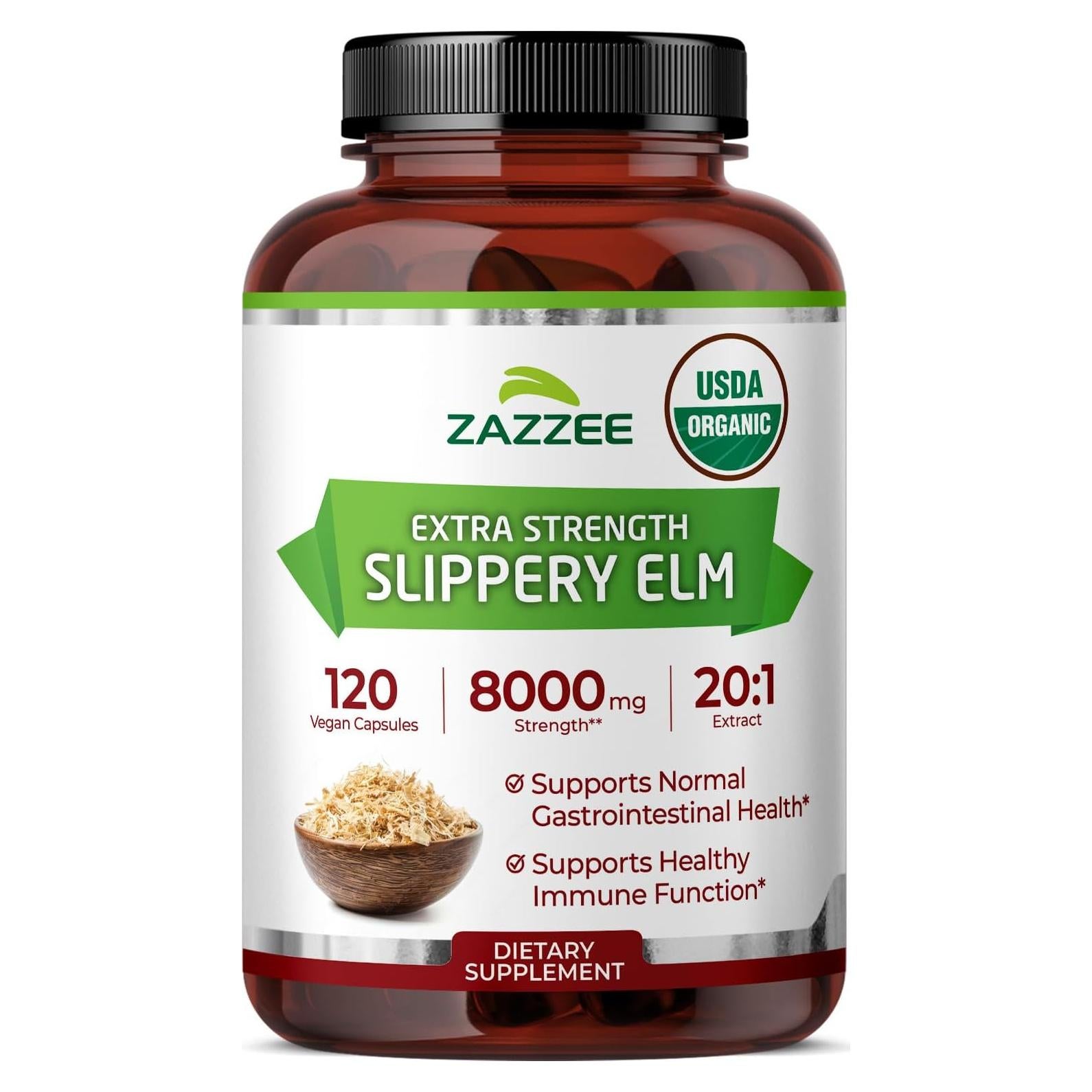 Cápsulas de Corteza de Olmo Resbaladizo Zazzee 8000 mg 120 Unidades