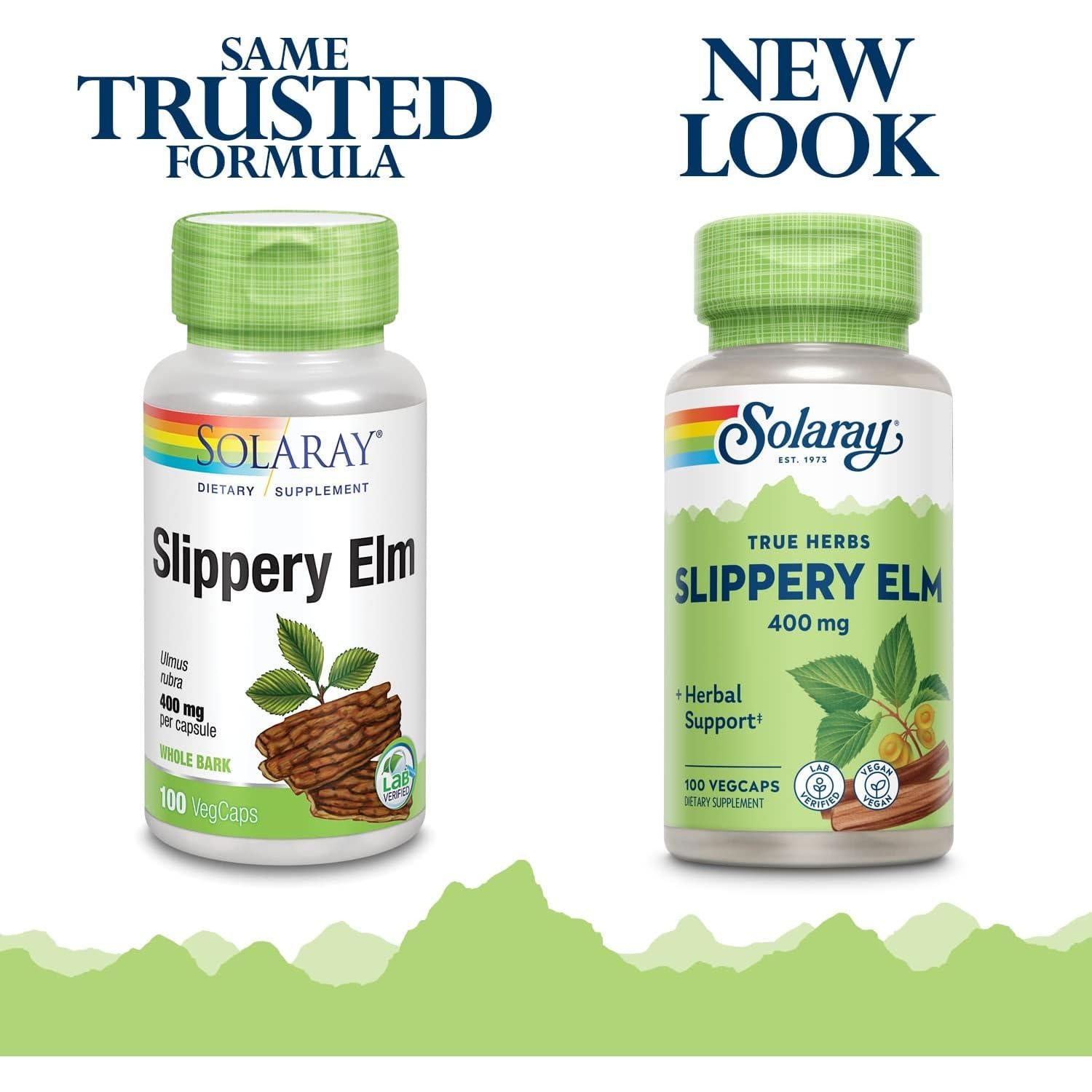 Cápsulas de Corteza de Olmo Resbaladizo Solaray 400 mg - 100 VegCaps