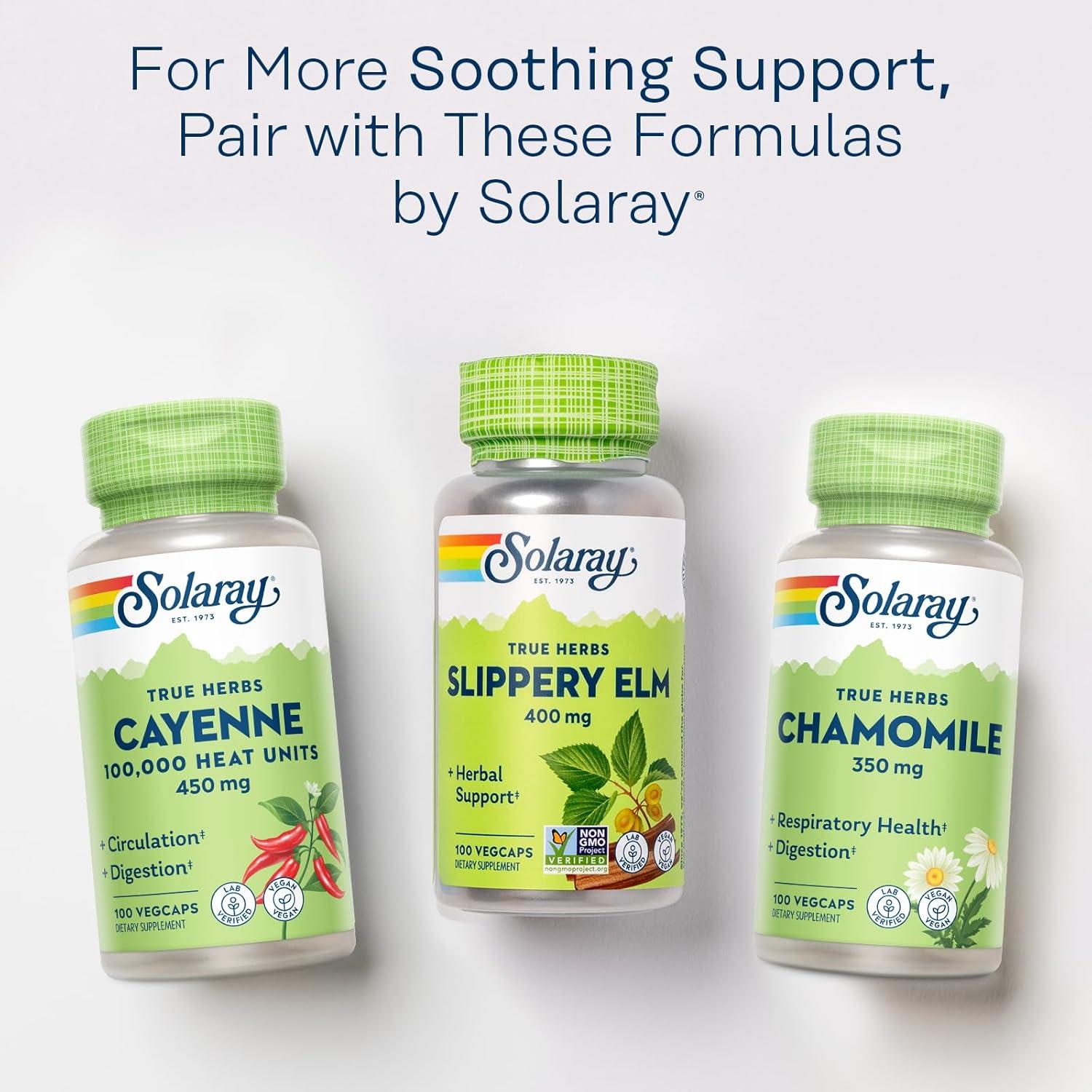 Cápsulas de Corteza de Olmo Resbaladizo Solaray 400 mg - 100 VegCaps