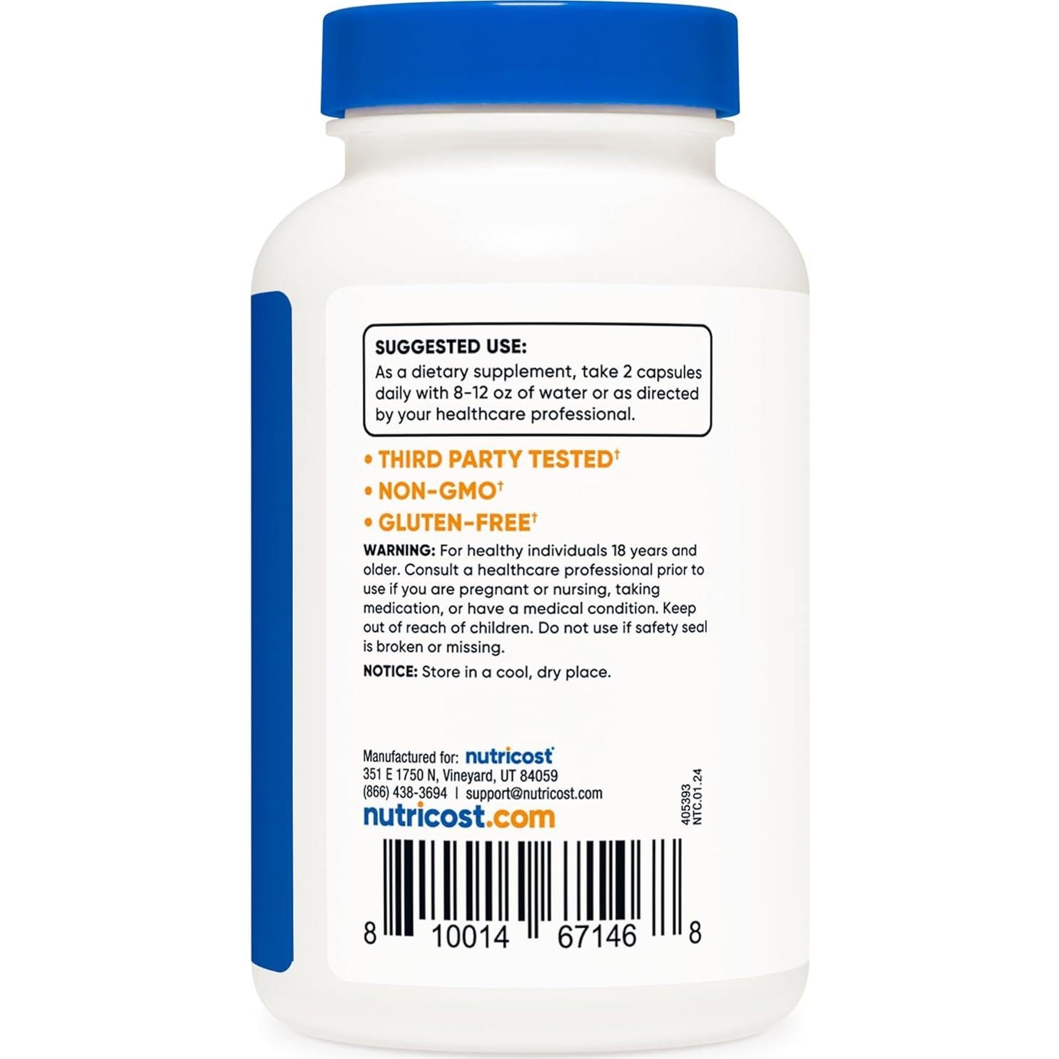 Cápsulas de Corteza de Olmo Resbaladizo Nutricost 1000mg 120u