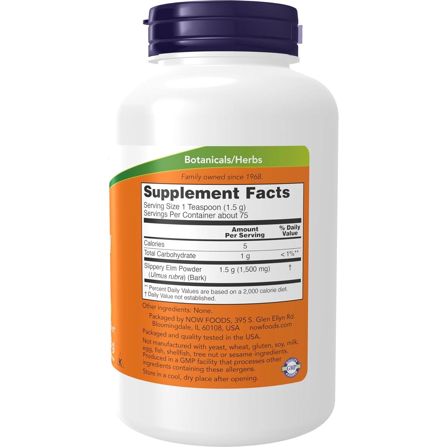 NOW Foods Polvo de Olmo Resbaladizo 113.4g Suplemento Herbal