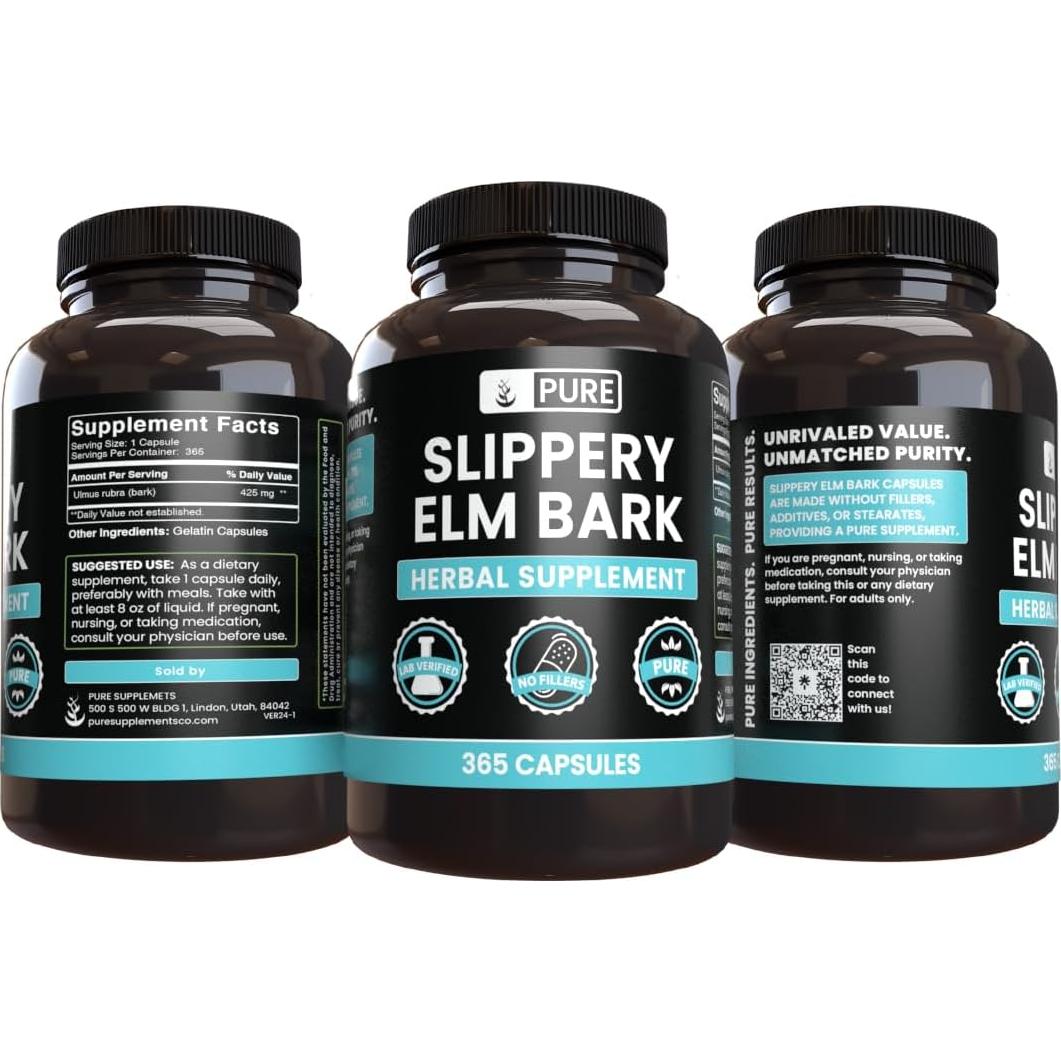 Corteza de Olmo Resbaladizo Pura 365 Cápsulas Sin Rellenos