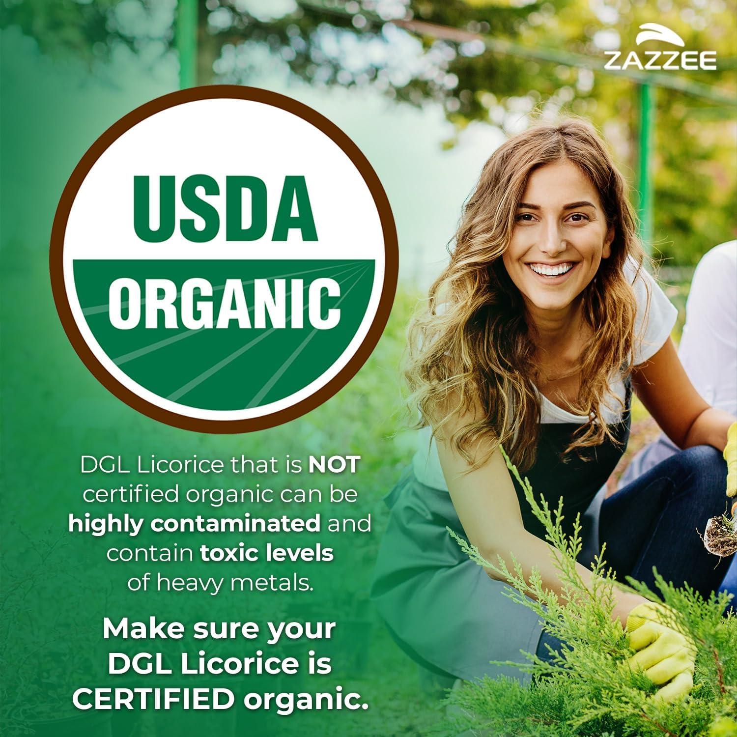 Cápsulas Veganas de Regaliz DGL Orgánico Zazzee 7000 mg - 120 Unidades