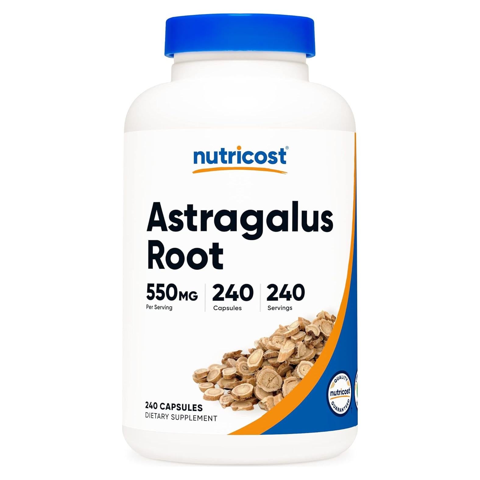 Cápsulas de Astrágalo Nutricost 550mg - 240 Vegetarianas