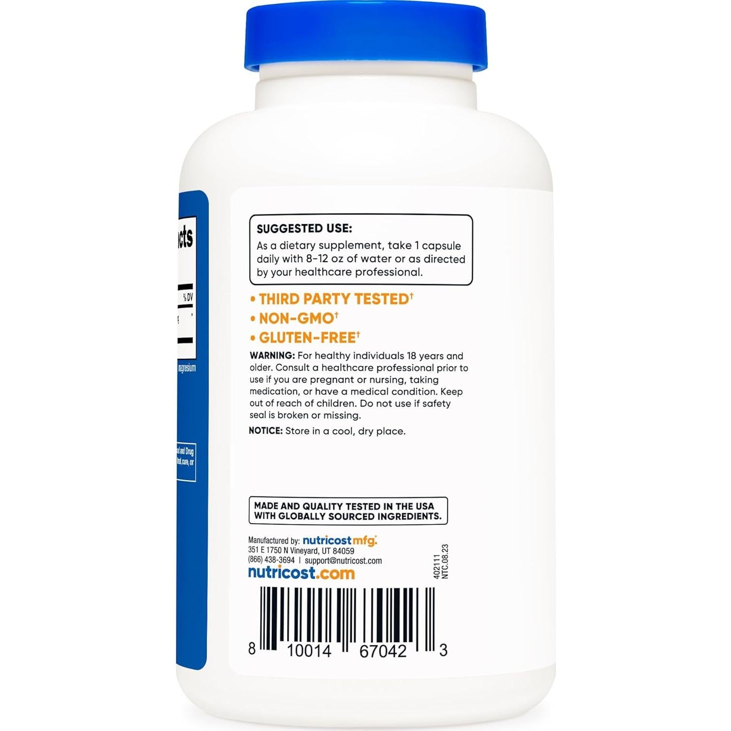 Cápsulas de Astrágalo Nutricost 550mg - 240 Vegetarianas