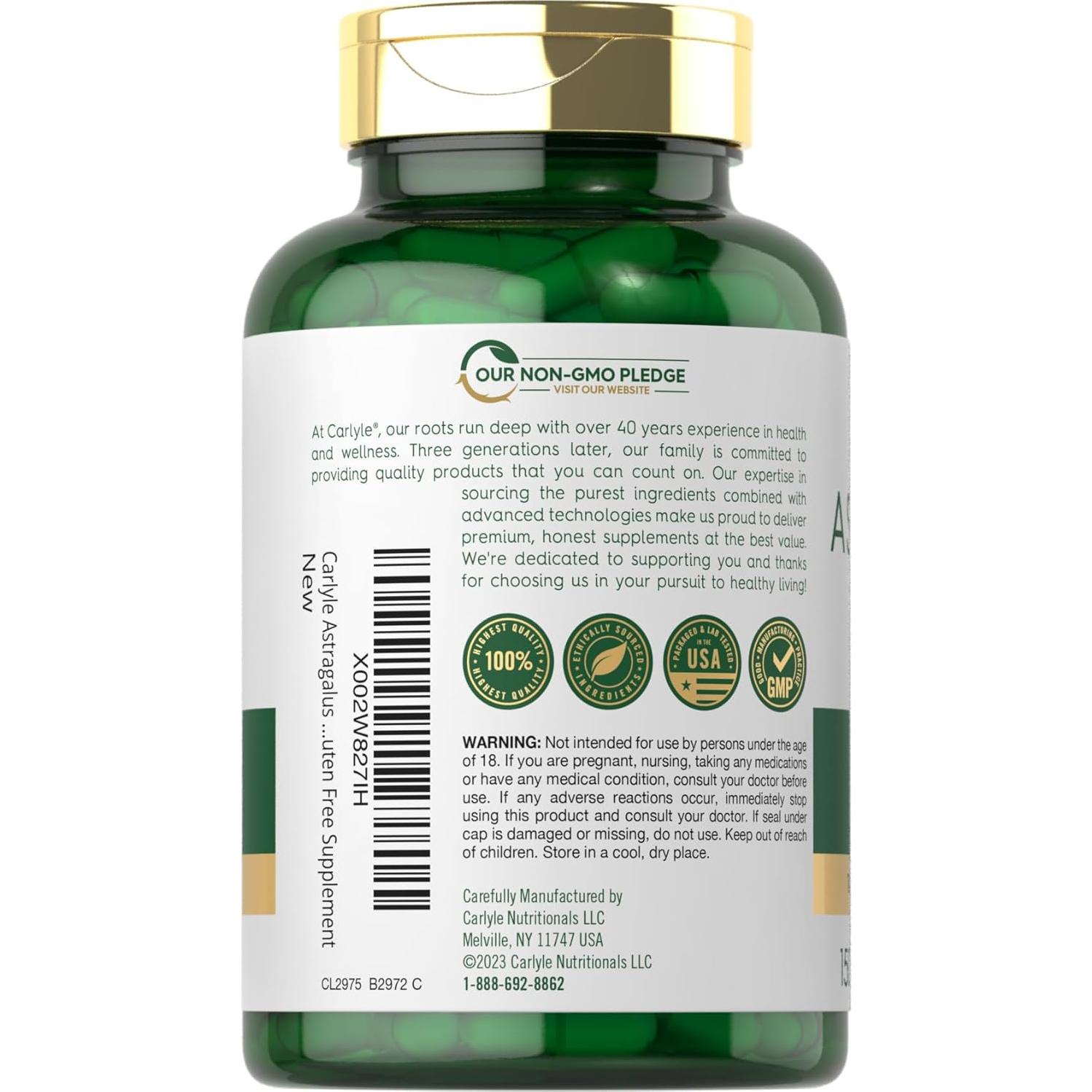 Cápsulas de Raíz de Astrágalo Carlyle 4500mg - Suplemento Vegetariano