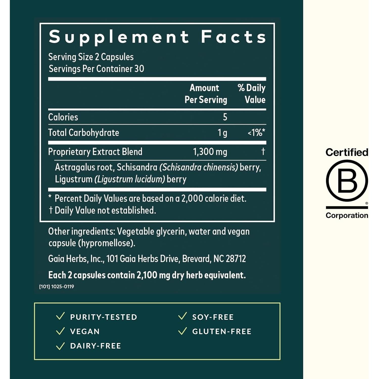 Suplemento Herbal Gaia Herbs Astragalus Supreme 60 Cápsulas