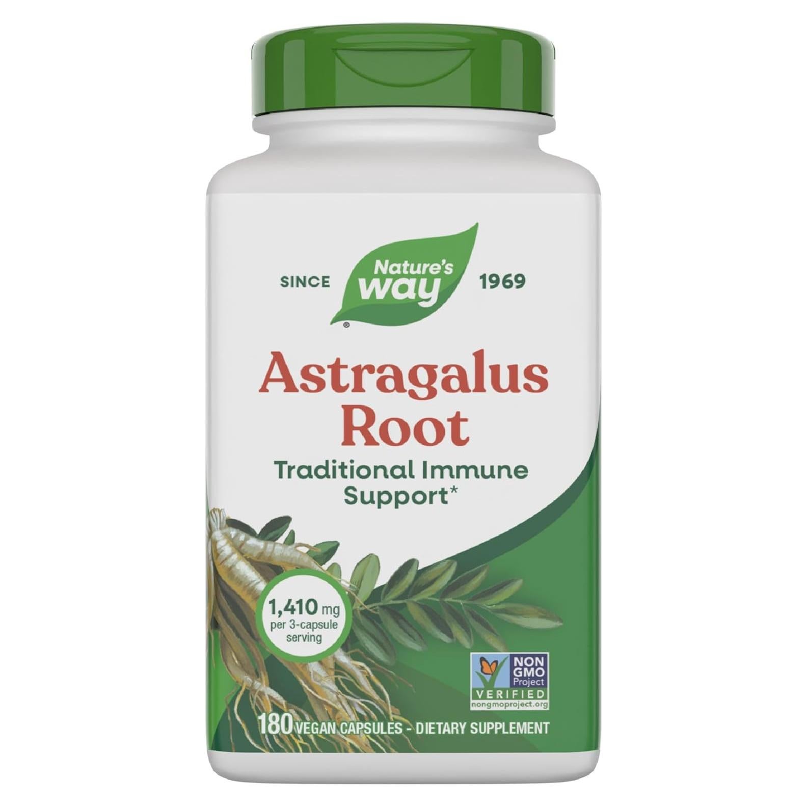 Raíz de Astrágalo Nature's Way 180 Cápsulas Veganas 1410 mg