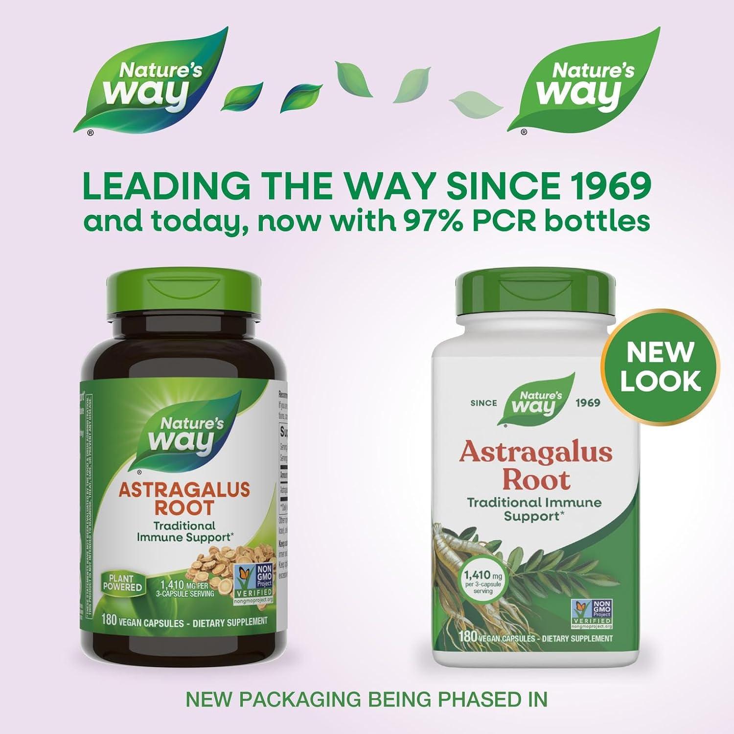 Raíz de Astrágalo Nature's Way 180 Cápsulas Veganas 1410 mg