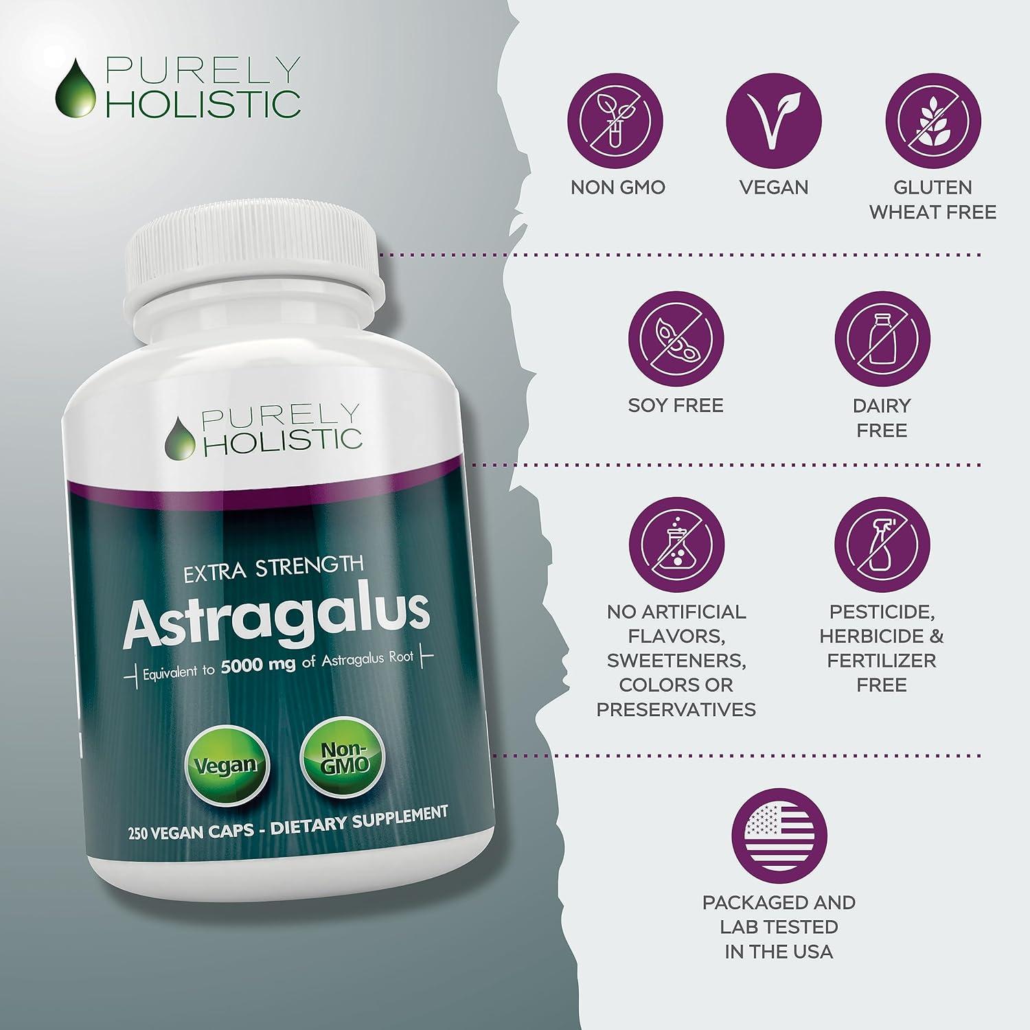 Cápsulas de Astrágalo 5000 mg Purely Holistic - 250 Unidades