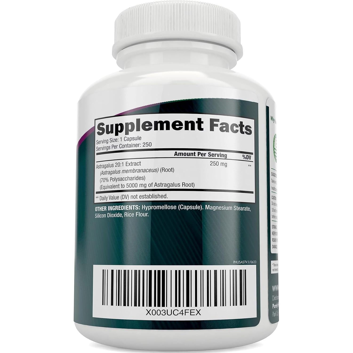 Cápsulas de Astrágalo 5000 mg Purely Holistic - 250 Unidades