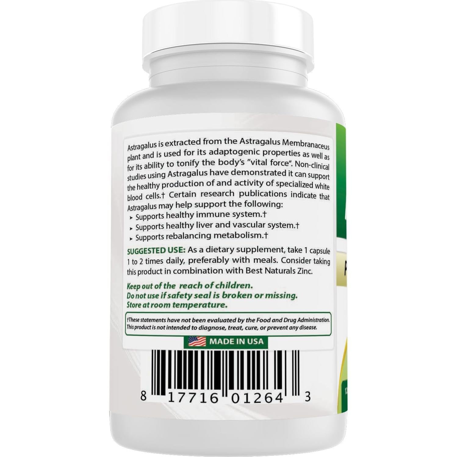 Cápsulas de Astrágalo 1000 mg Mejores Naturales 120 Unidades