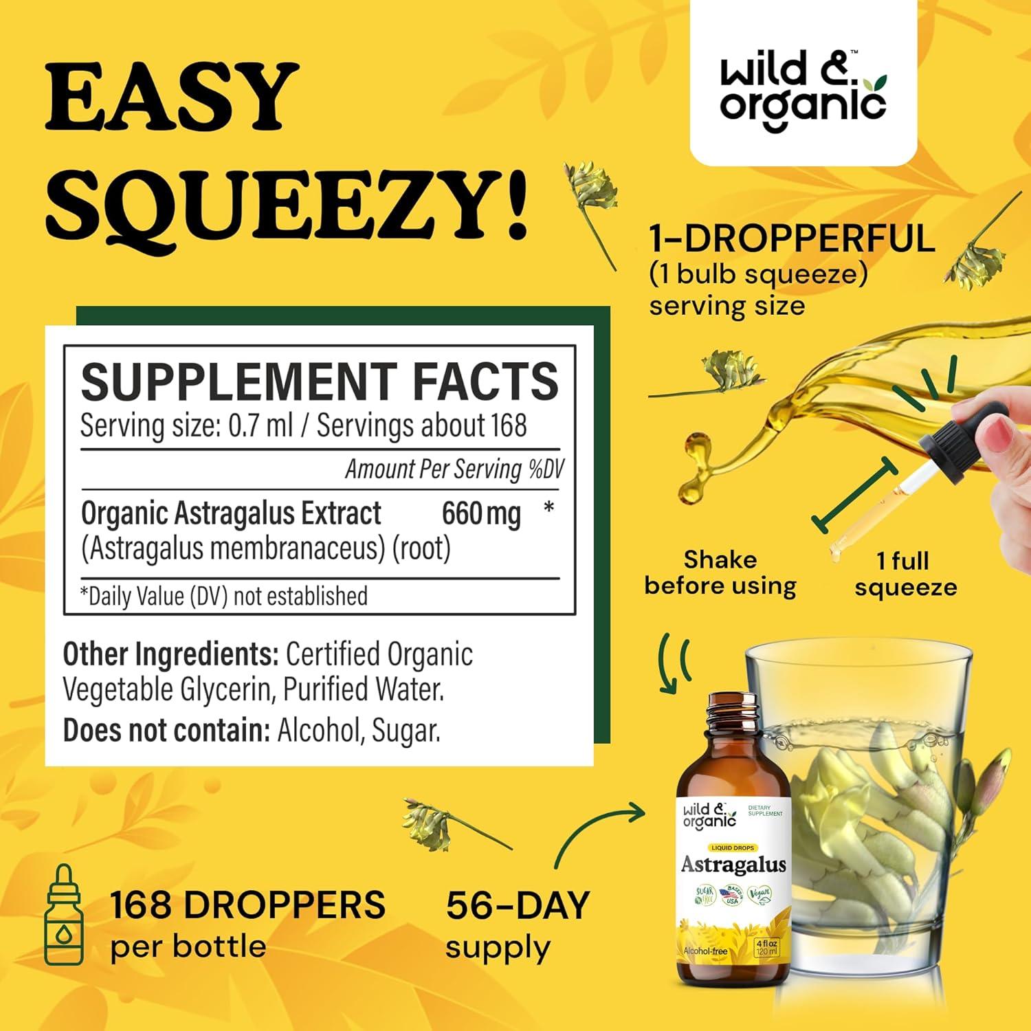 Tintura de Astrágalo Silvestre Wild & Organic 118 ml - Vegana