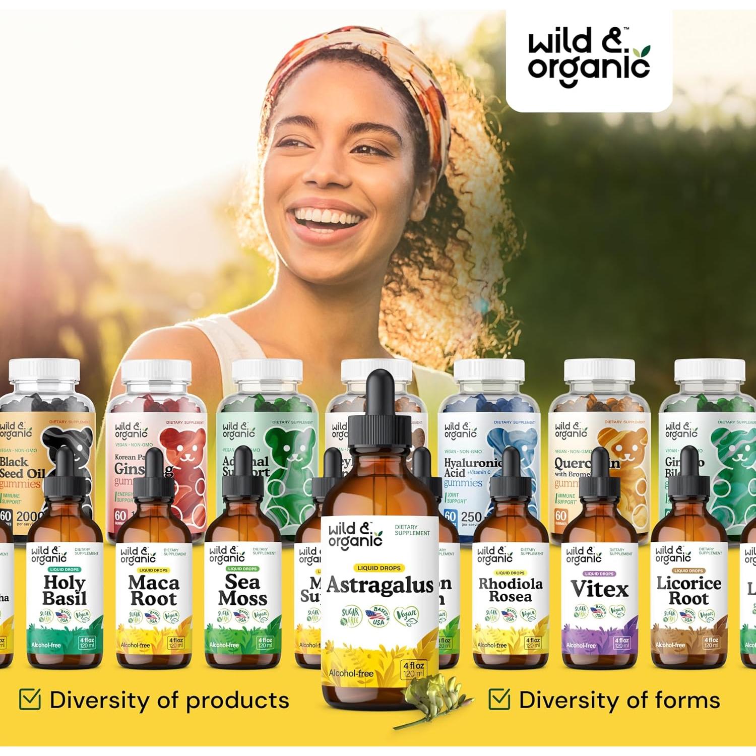 Tintura de Astrágalo Silvestre Wild & Organic 118 ml - Vegana