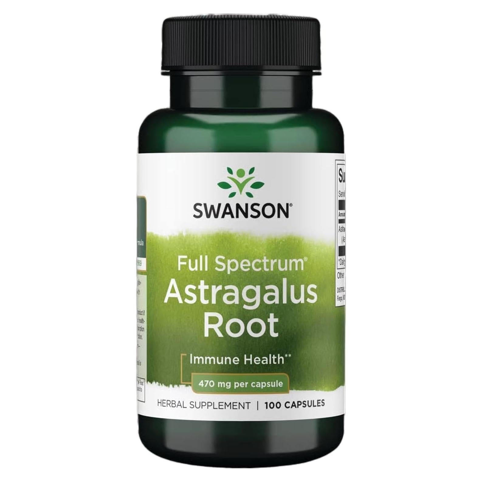 Raíz de Astrágalo Swanson 100 Cápsulas 470mg Suplemento Herbal