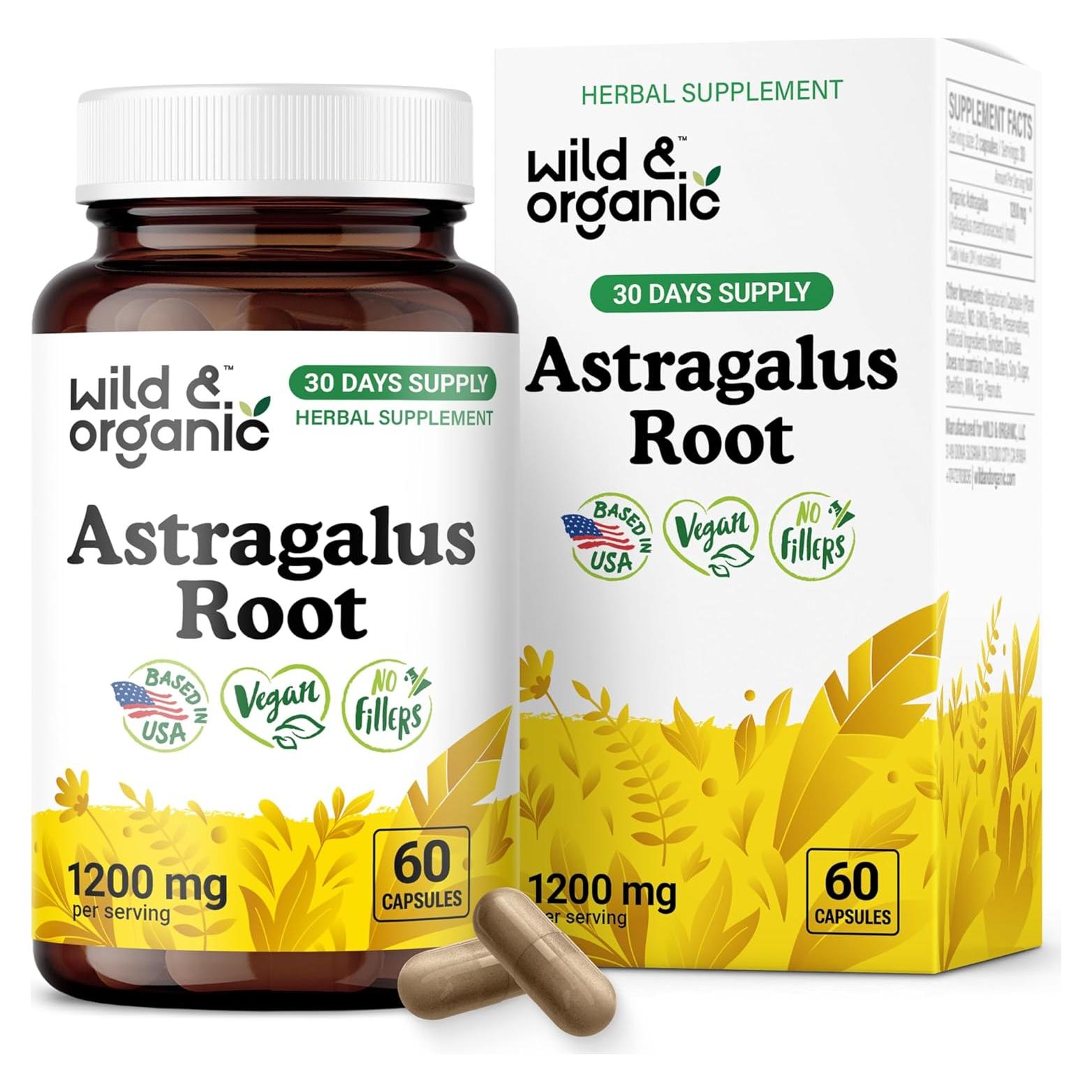 Cápsulas de Raíz de Astrágalo Silvestre 1200 mg - Vegano - 60 Unidades