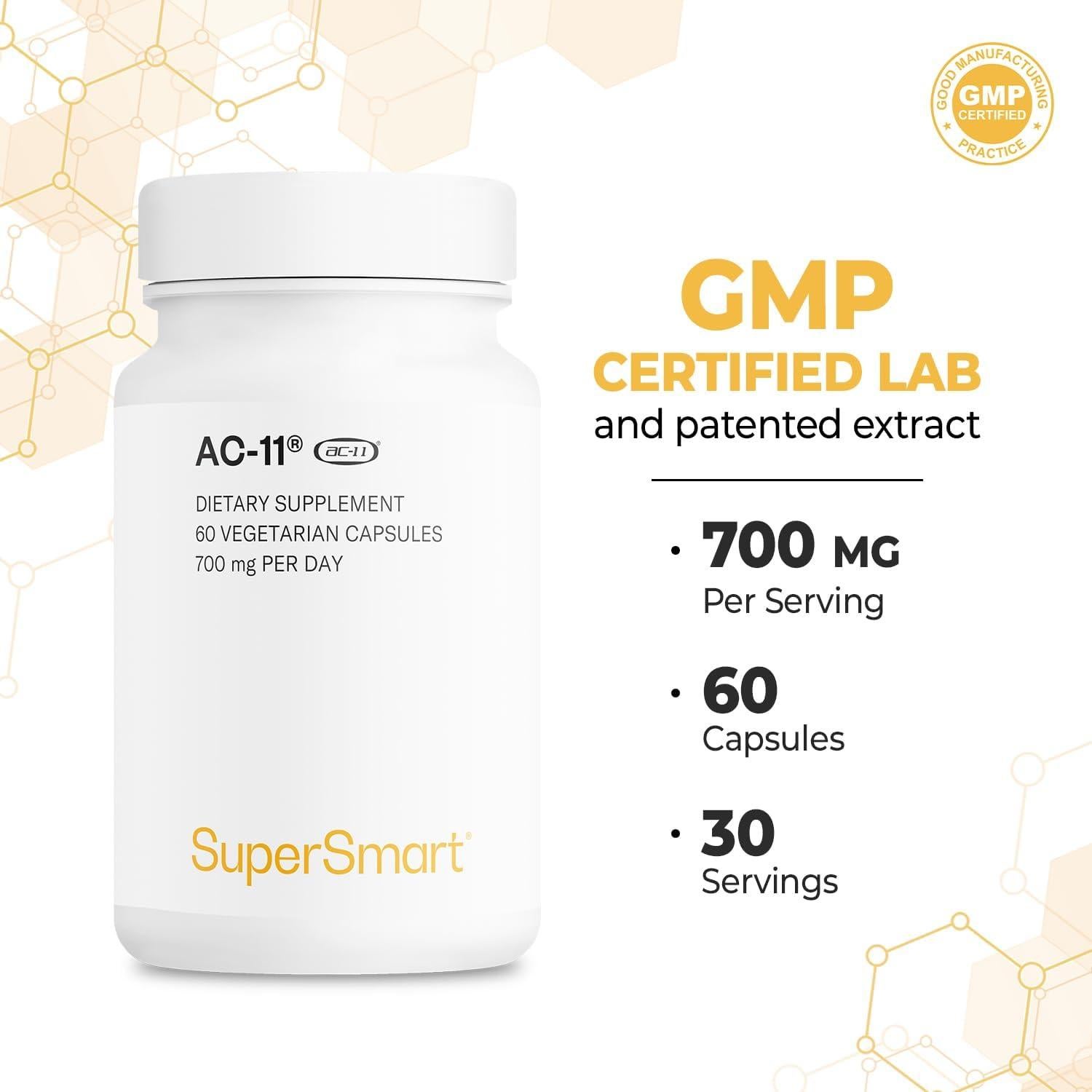 Suplemento AC-11 Supersmart 700mg - Extracto Una de Gato 60 Cápsulas