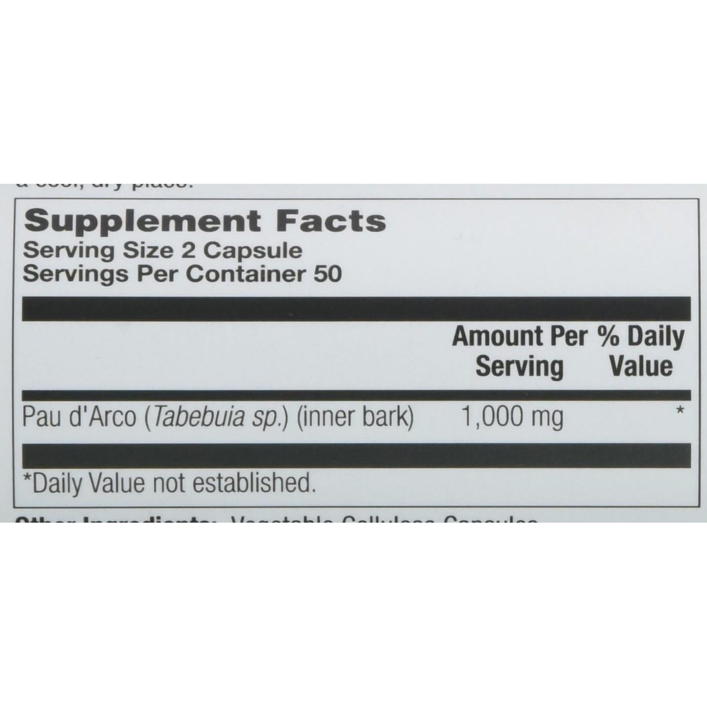 Cápsulas de Pau D'Arco Zand 100 Conteo - Suplemento Natural