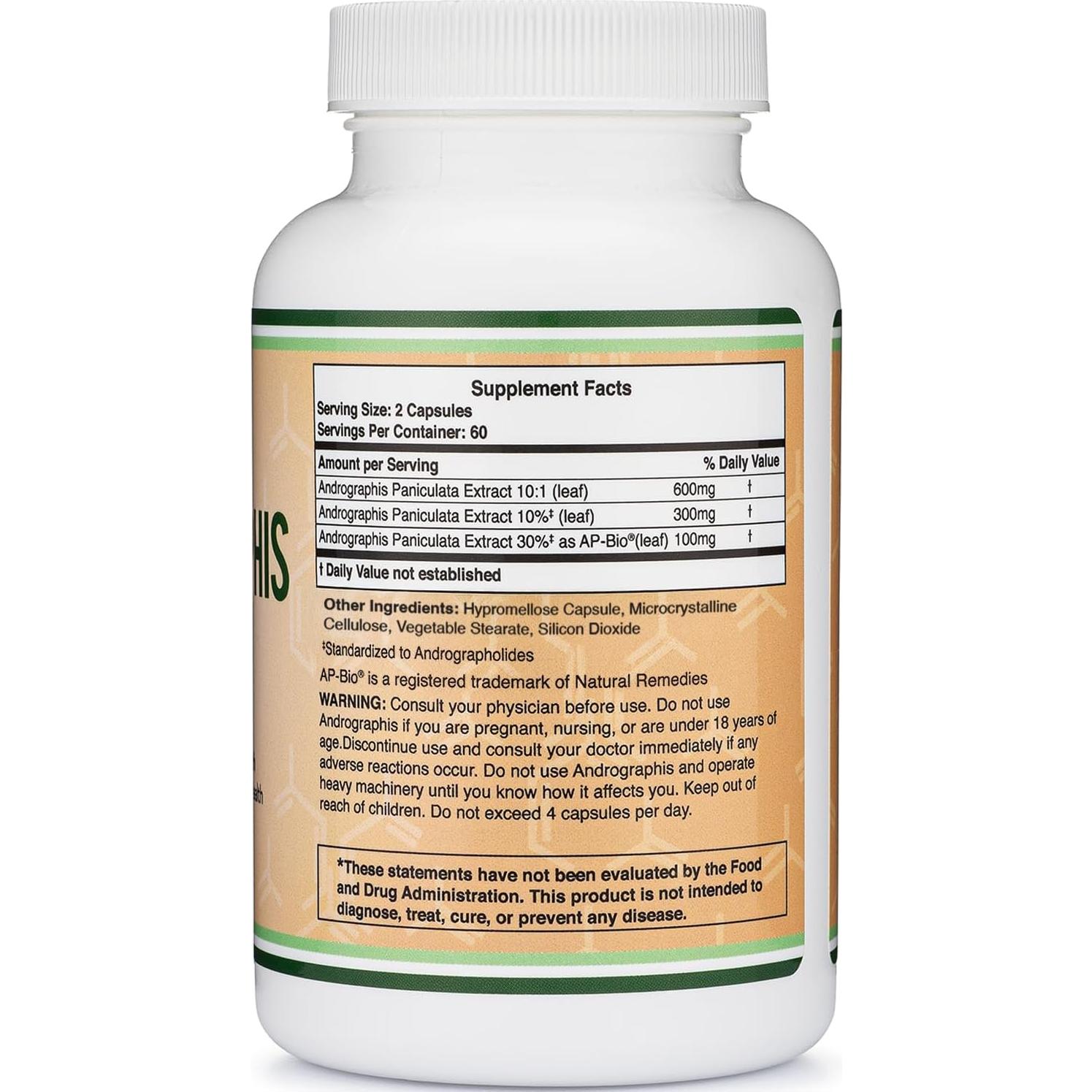 Cápsulas de Andrographis Max Double Wood 1000mg 120 unidades