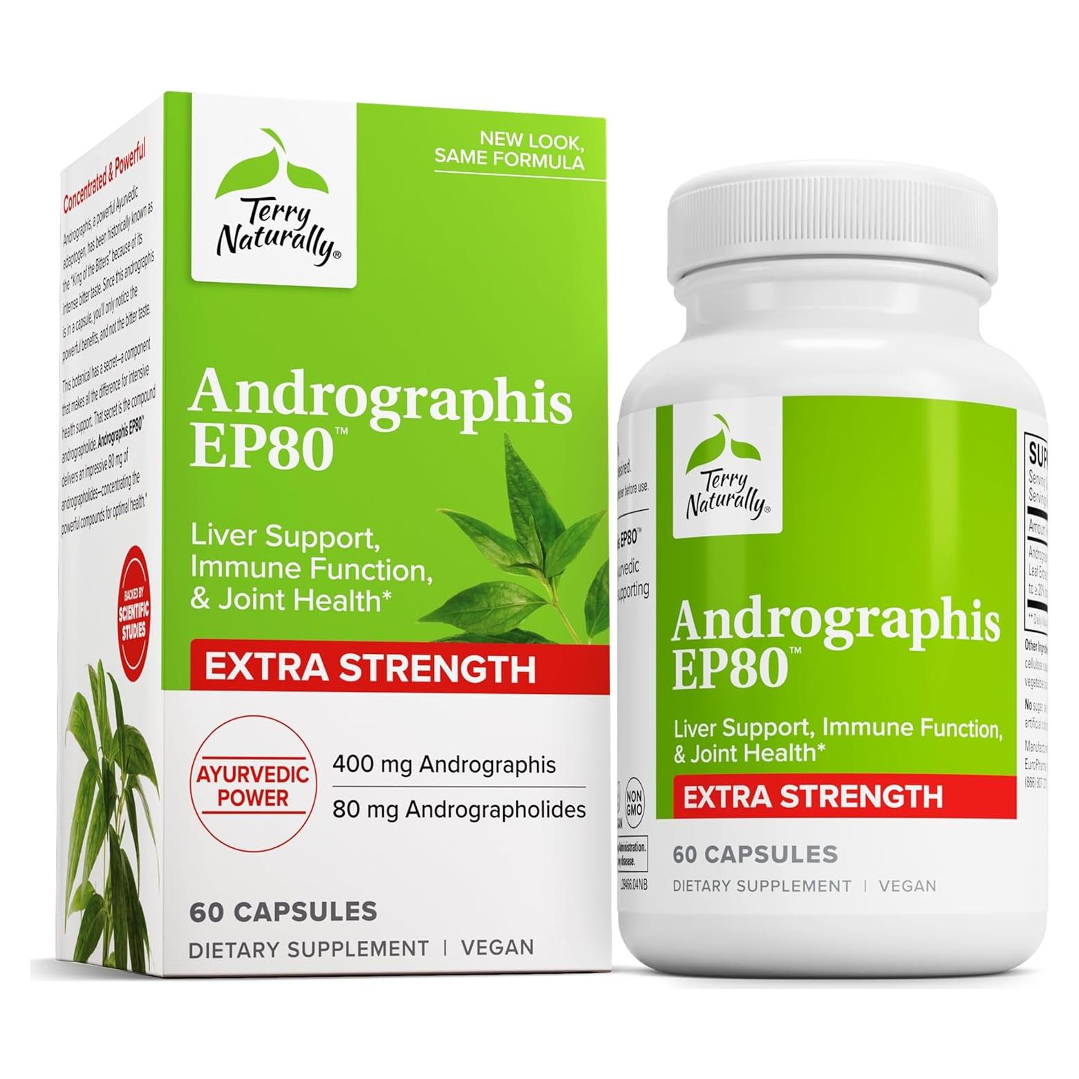 Terry Naturally Andrographis EP80 - Suplemento Vegano 60 Cápsulas