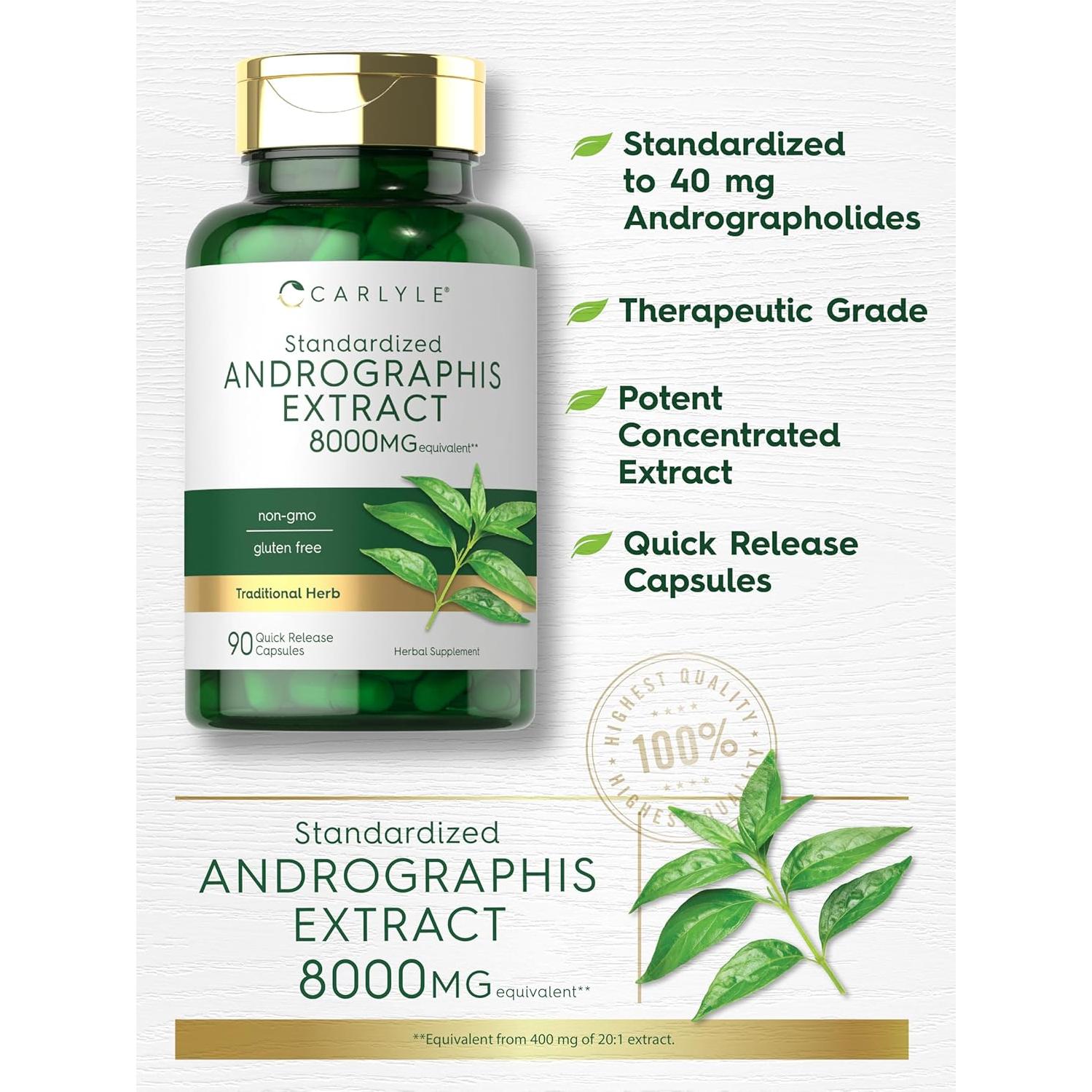Cápsulas de Andrographis Paniculata Carlyle 8000mg 90 Píldoras