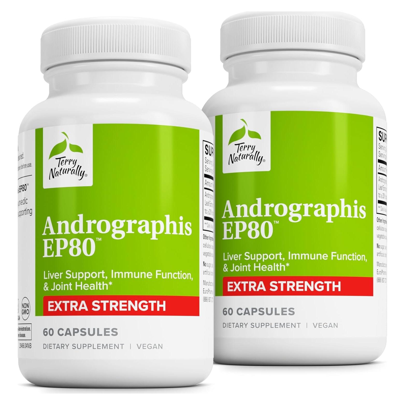 Suplemento Adaptógeno Terry Naturally Andrographis EP80 60 Cápsulas