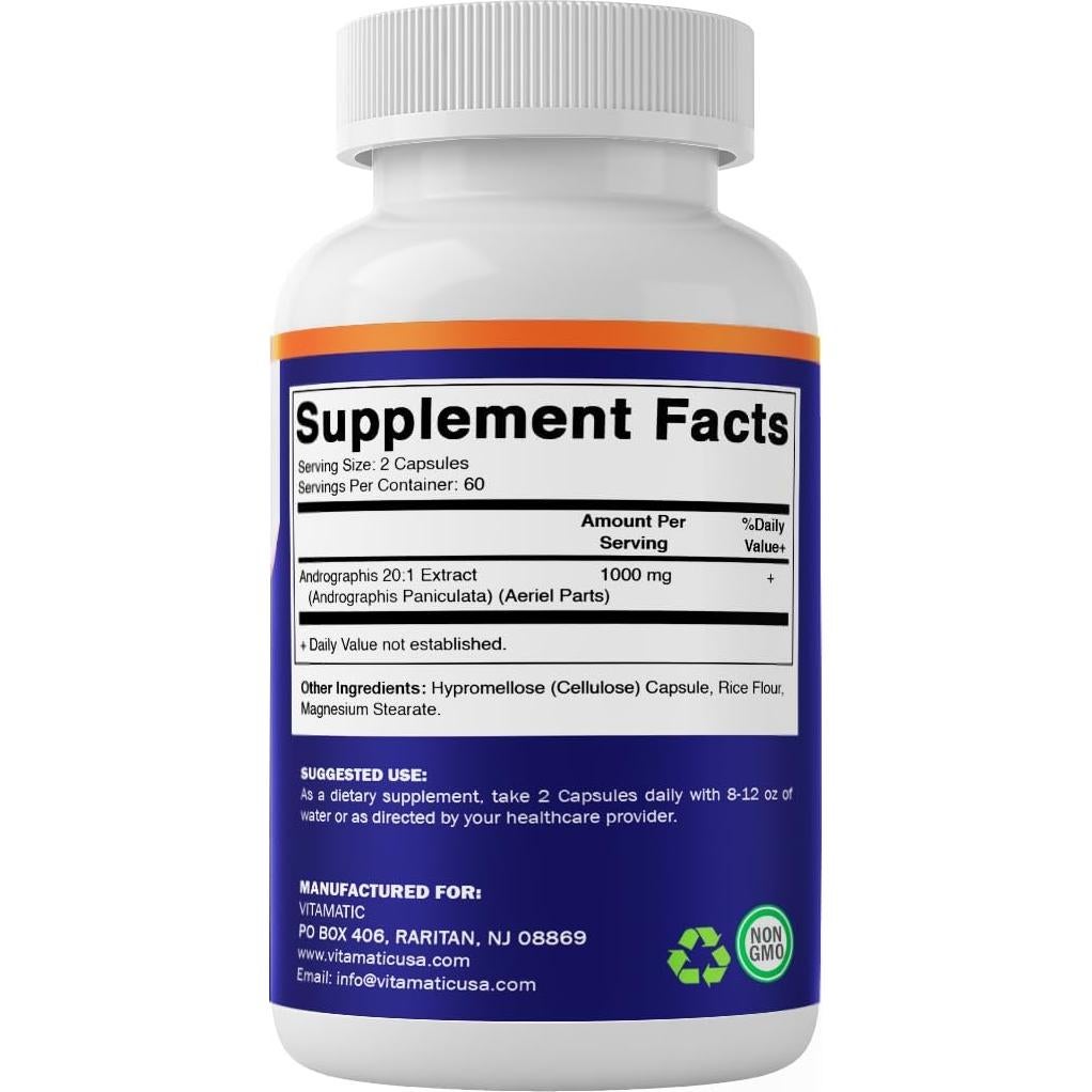 Extracto de Andrographis Vitamatic 1000 mg - 120 cápulas vegetales