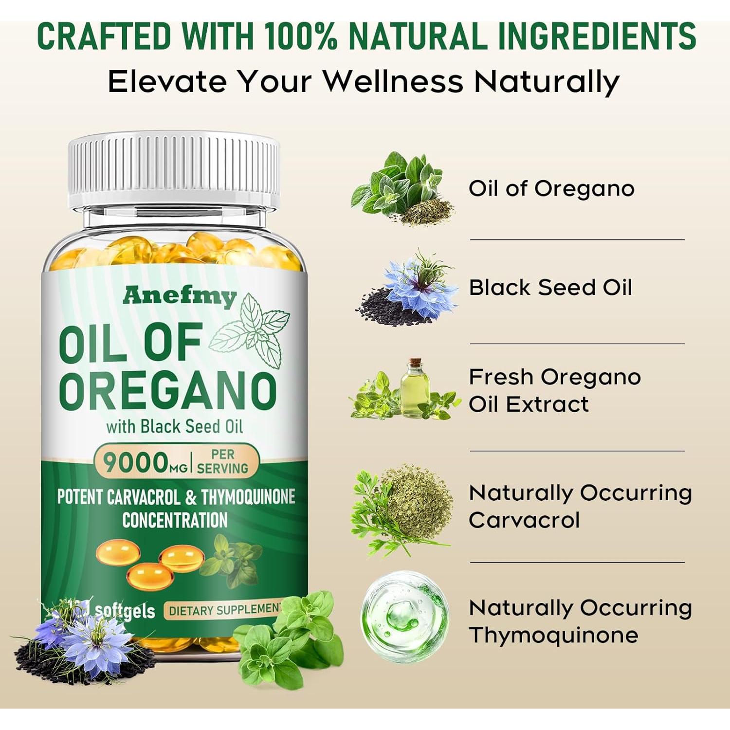 Cápsulas de Aceite de Orégano Anefmy 120 Unidades 2 en 1