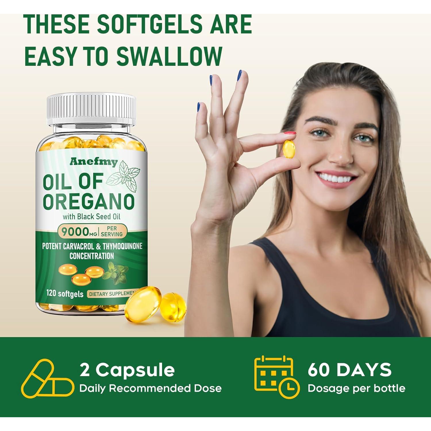 Cápsulas de Aceite de Orégano Anefmy 120 Unidades 2 en 1