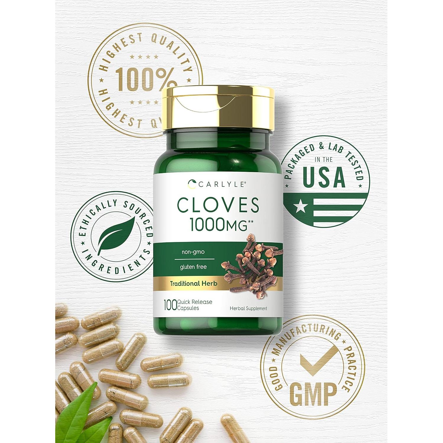 Suplemento de Clavos Carlyle 1000mg 100 Cápsulas Sin OGM