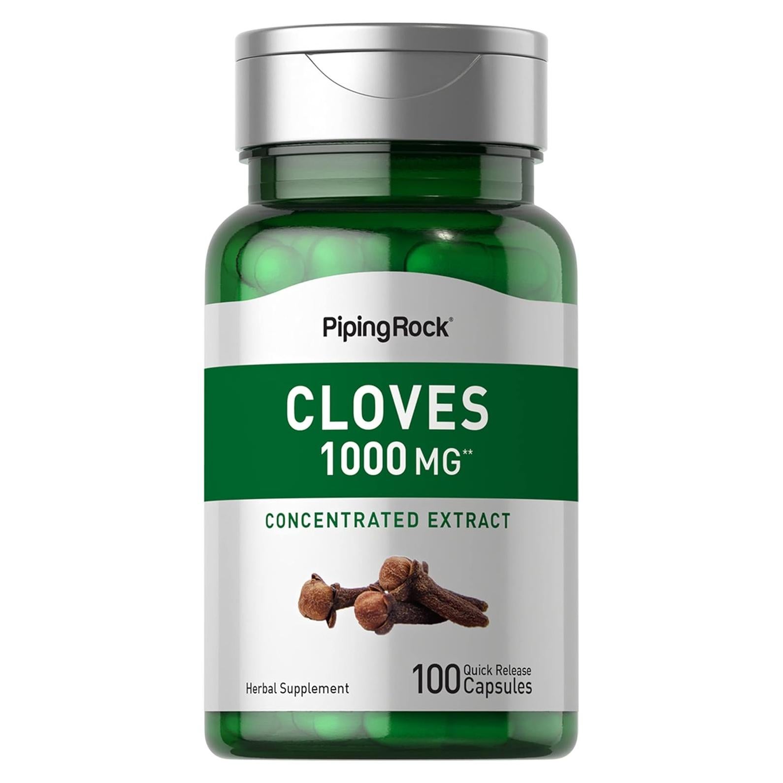Cápsulas de Clavo Piping Rock 1000mg - 100 Pastillas Sin OGM