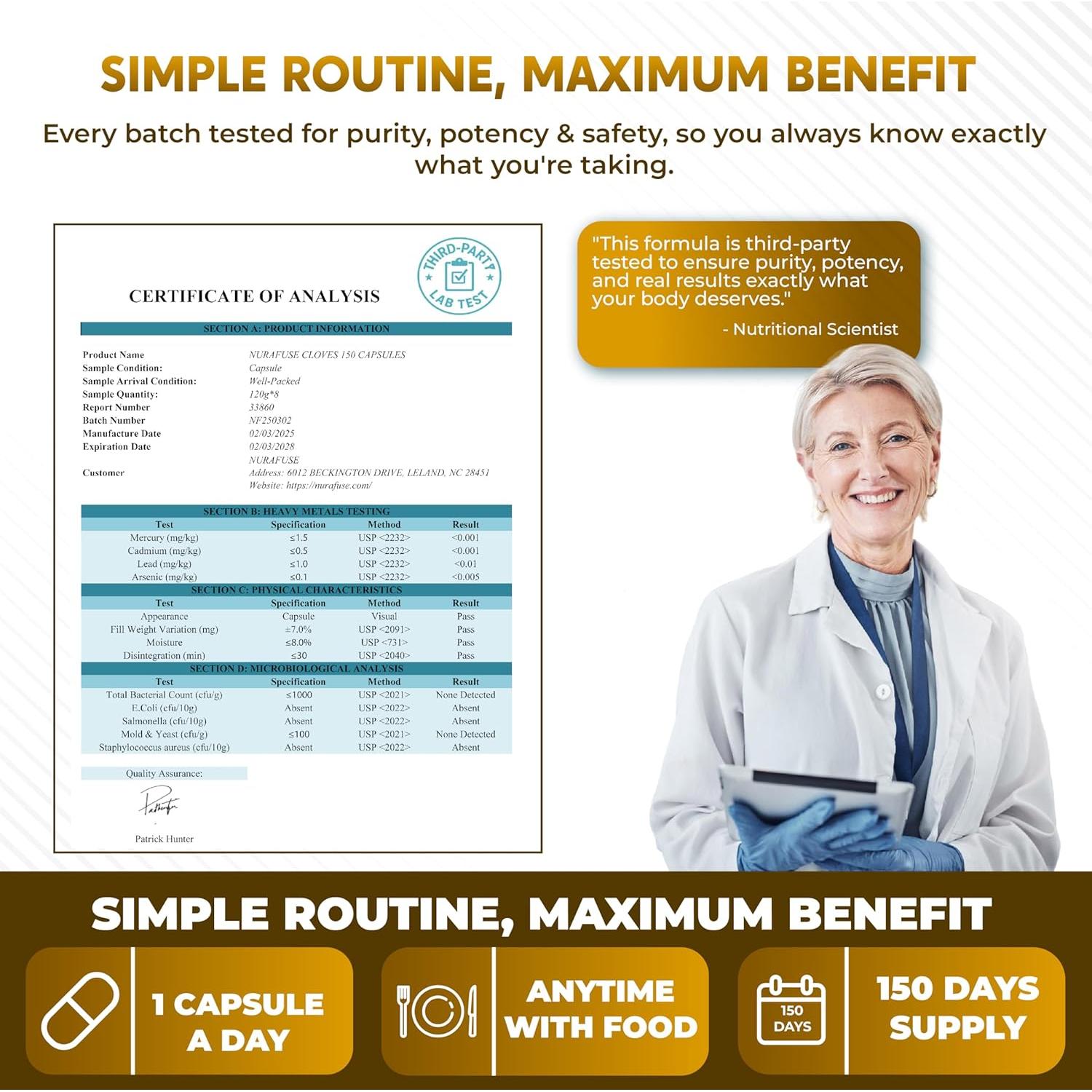 Suplemento Digestivo NuraFuse - 150 Cápsulas de Clavo, Canela y Jengibre