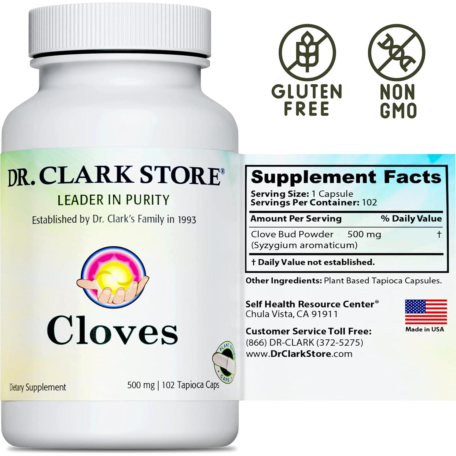 Clavos Vegetarianos Dr Clark Store 500mg 102 Cápsulas