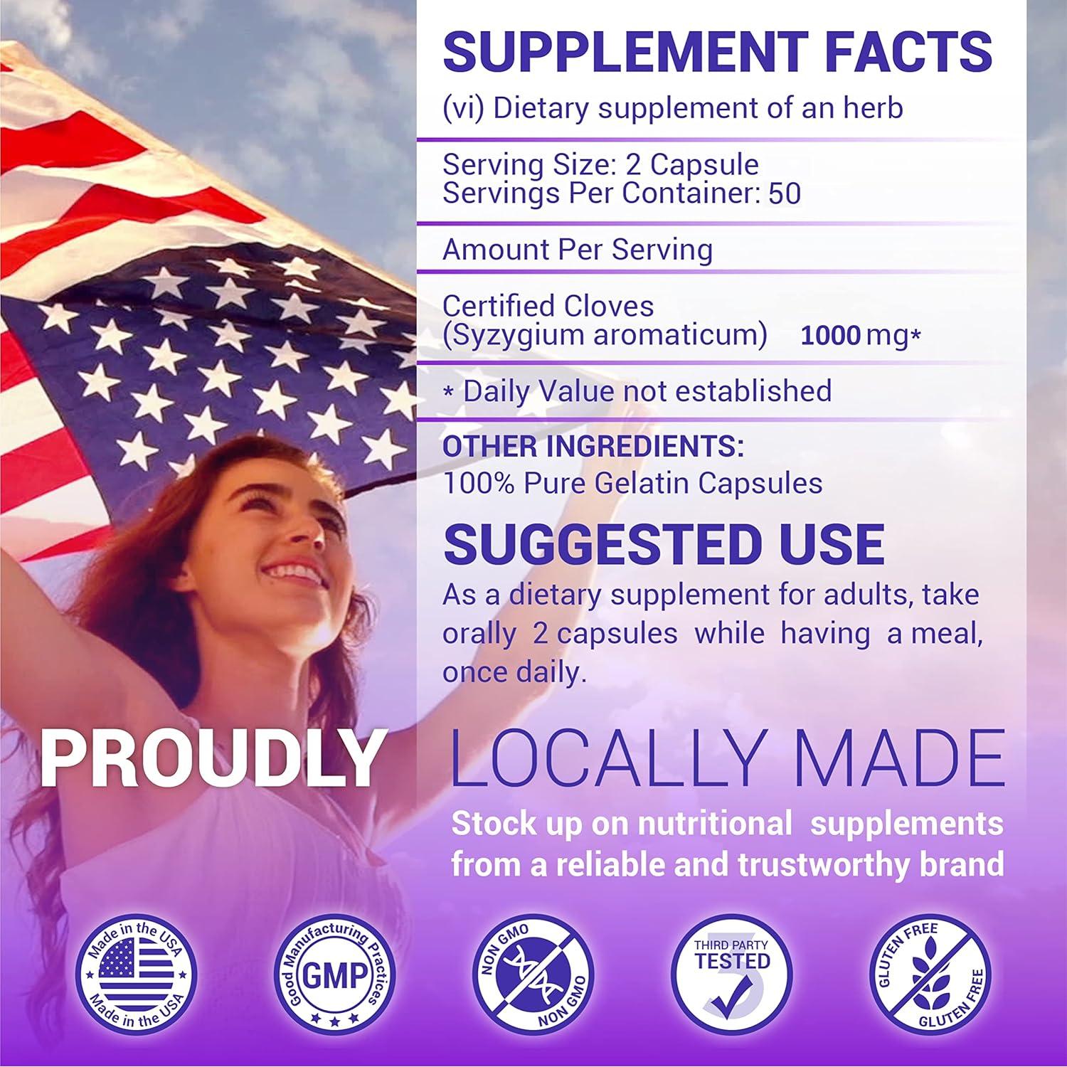 Cápsulas de Clavo Herbalicious - 100 Caps - Suplemento Natural