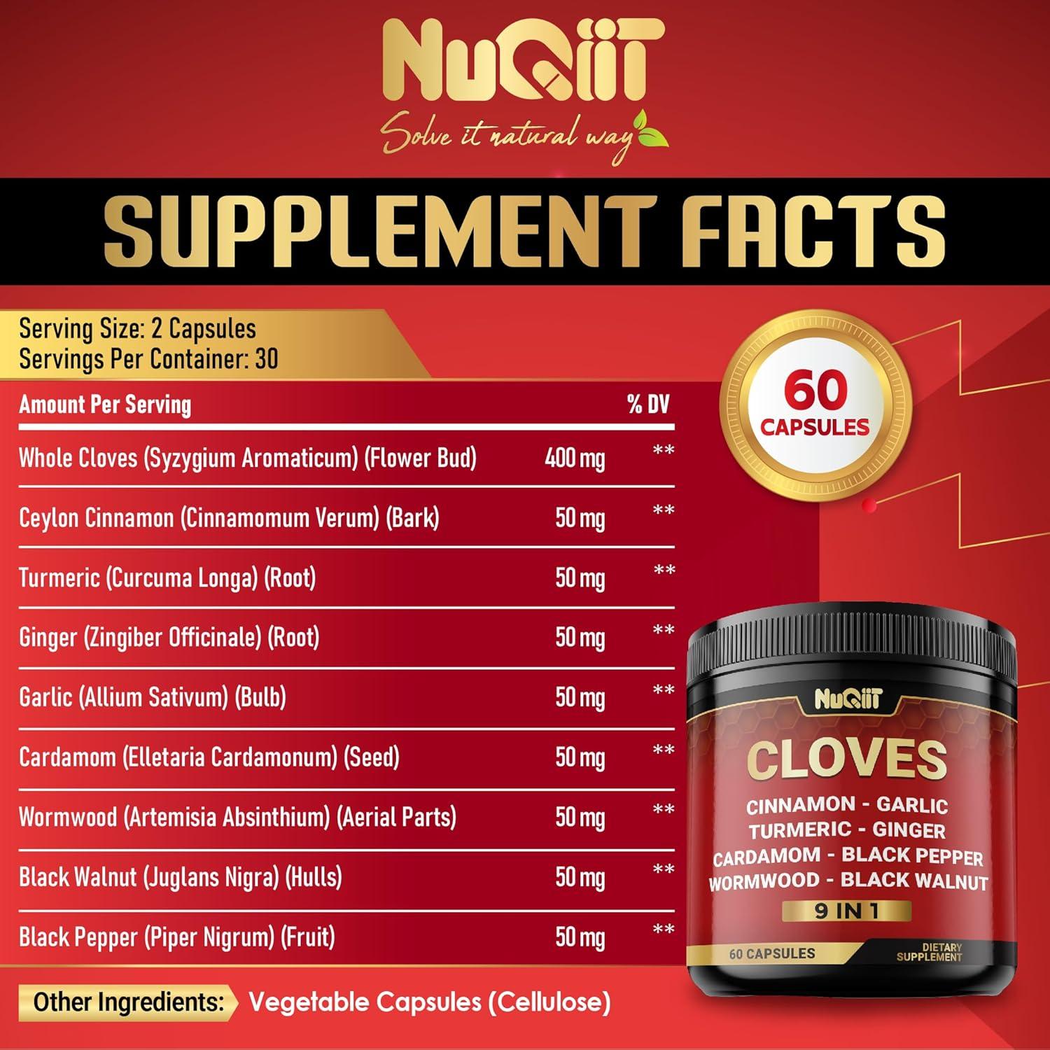 Suplemento de Clavo 9en1 NUQIIT - 60 Cápsulas para Salud Digestiva