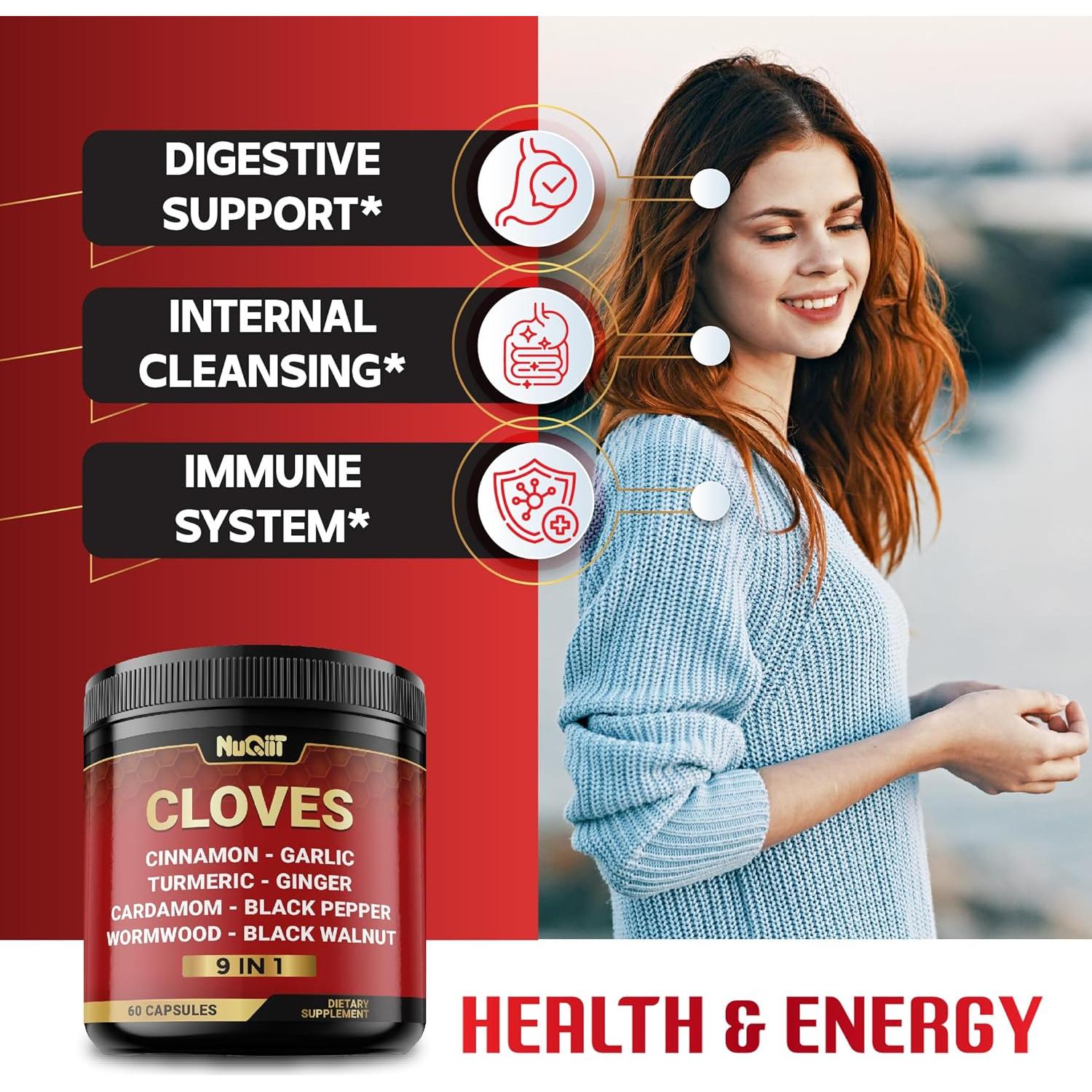 Suplemento de Clavo 9en1 NUQIIT - 60 Cápsulas para Salud Digestiva