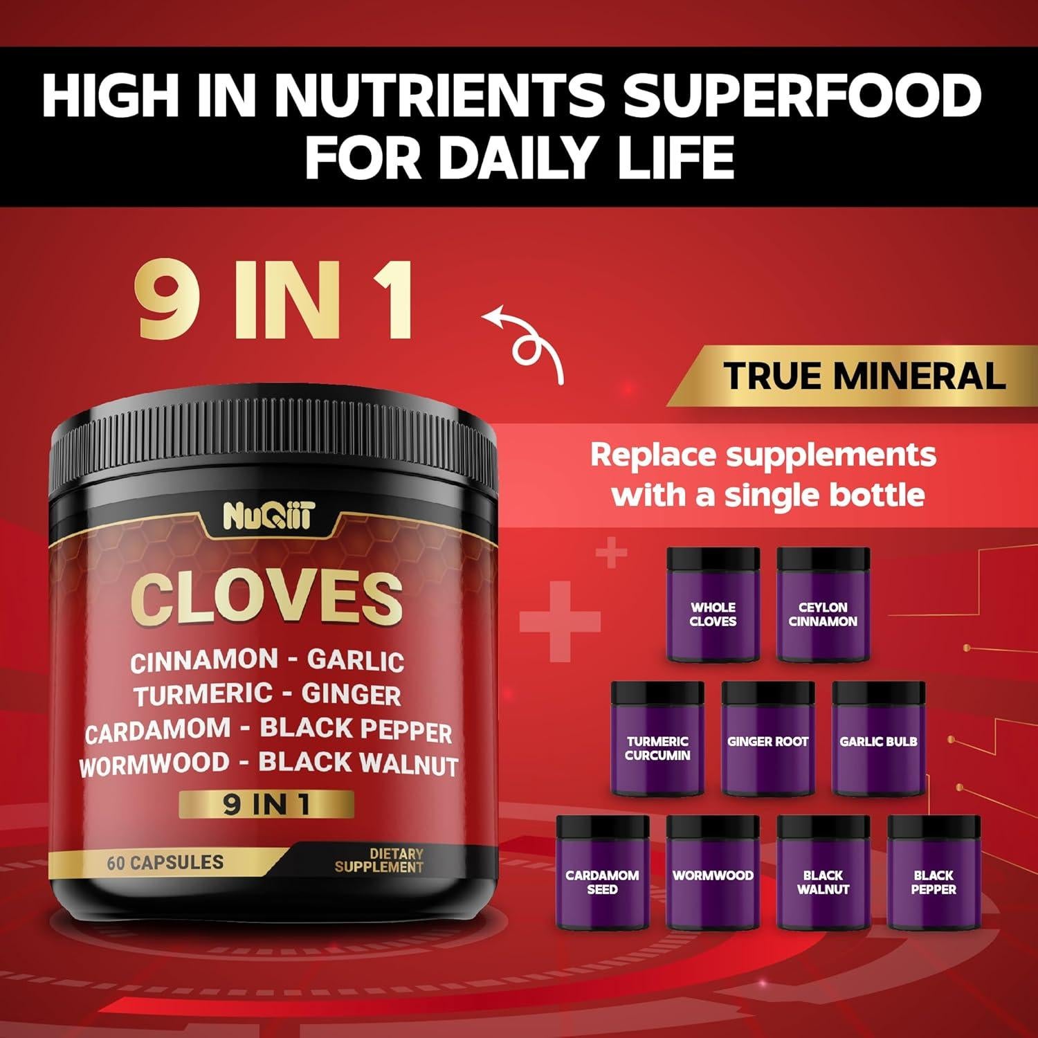 Suplemento de Clavo 9en1 NUQIIT - 60 Cápsulas para Salud Digestiva