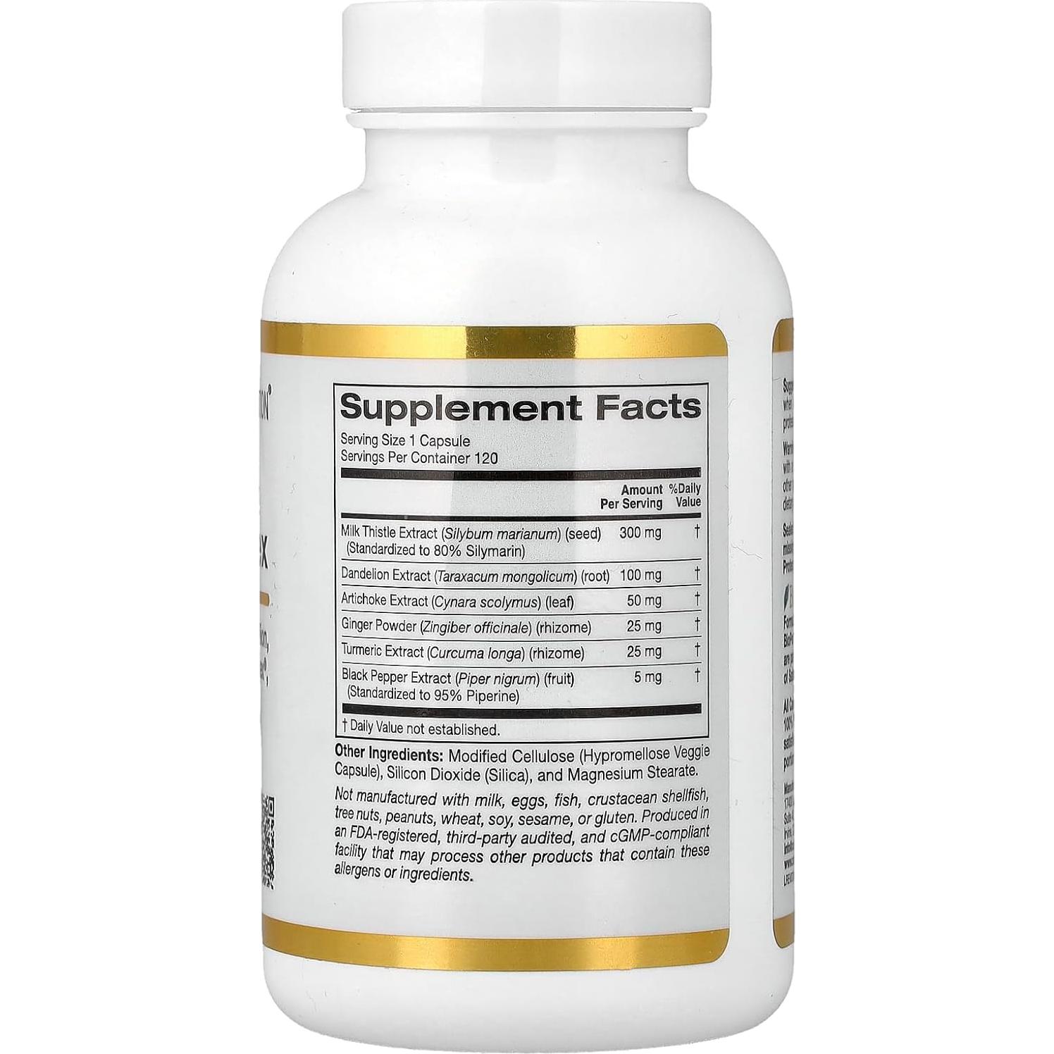 Suplemento Hepático Silymarin California Gold Nutrition 120 Cápsulas
