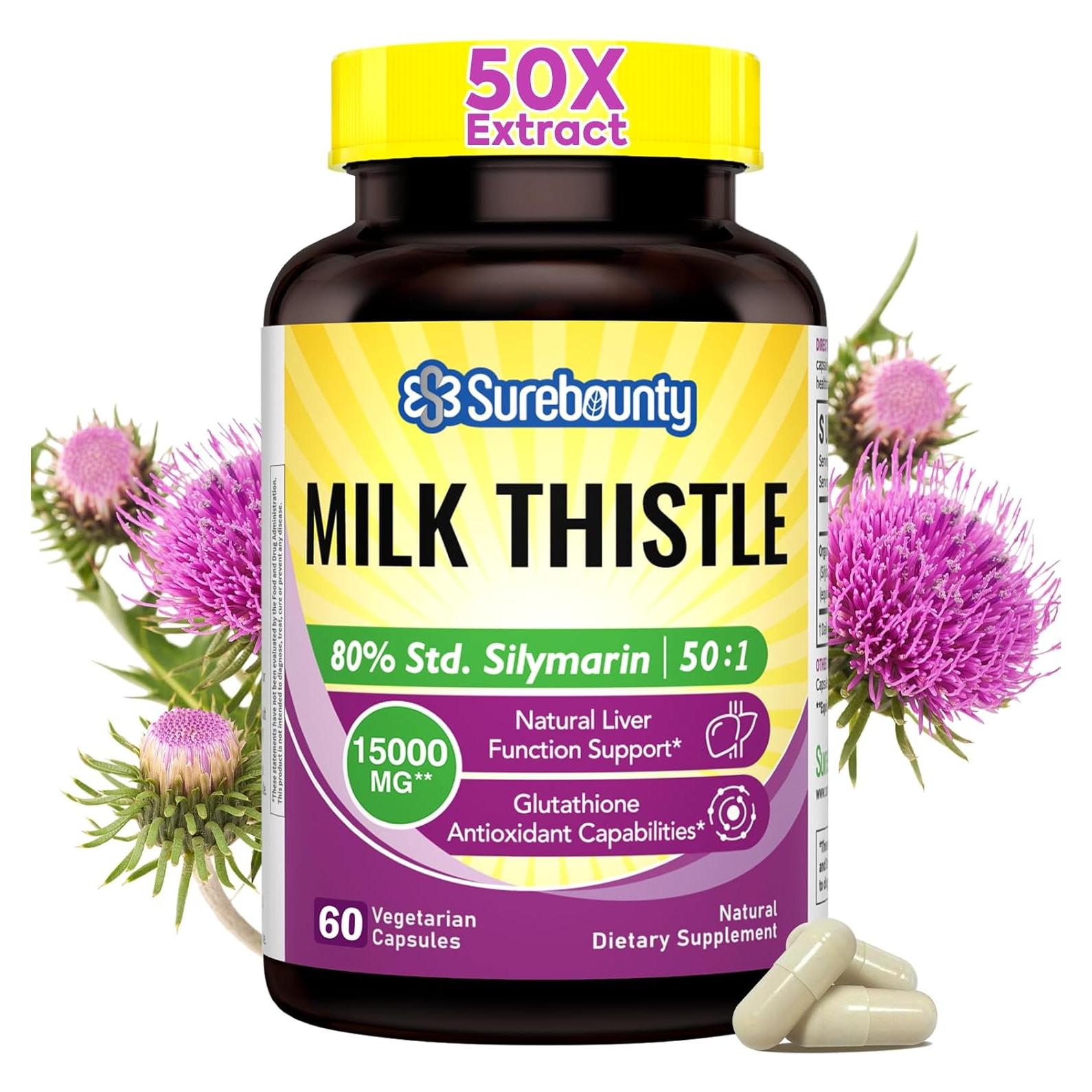 Cardo Mariano Orgánico Surebounty 15000 mg 60 Cápsulas Detox