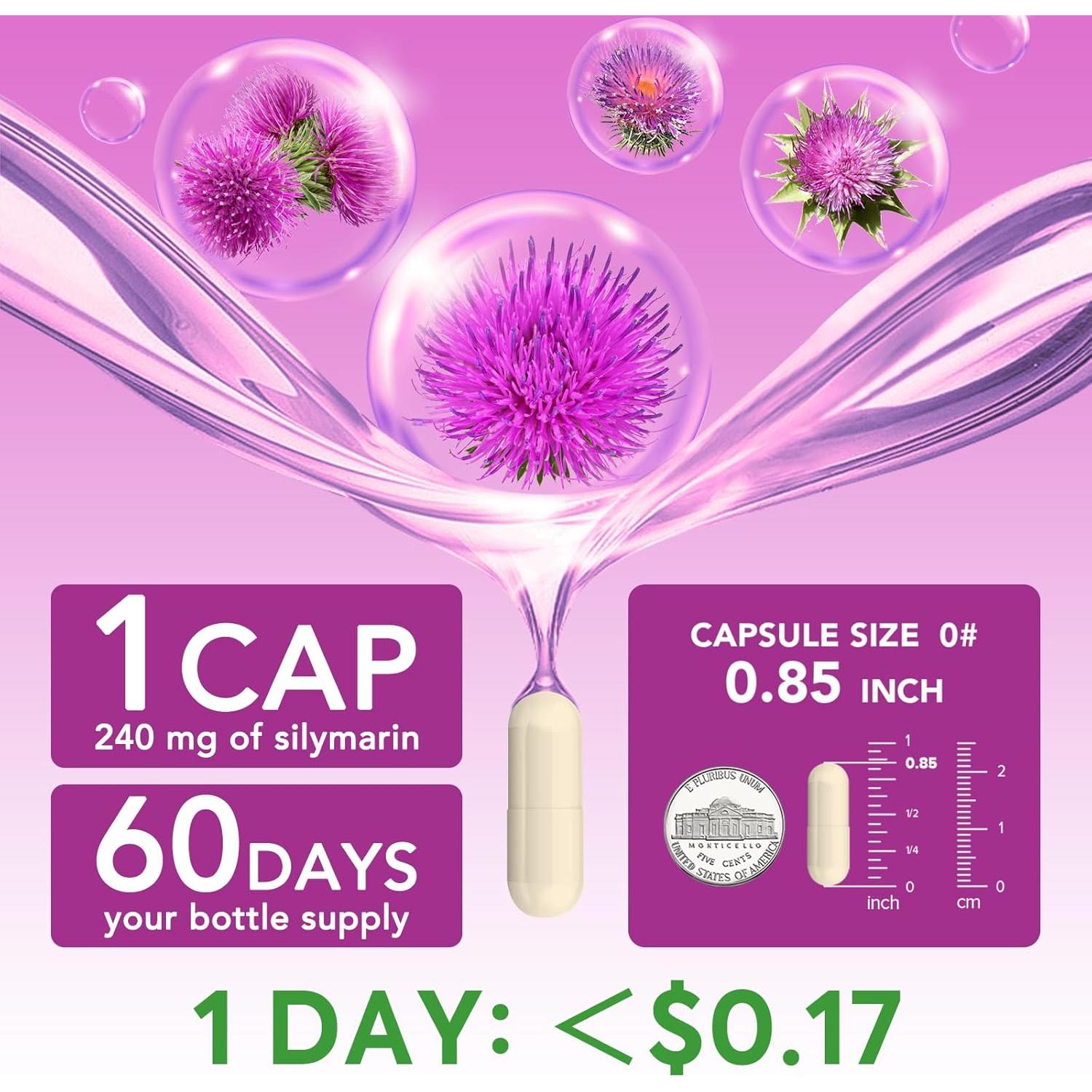 Cardo Mariano Orgánico Surebounty 15000 mg 60 Cápsulas Detox