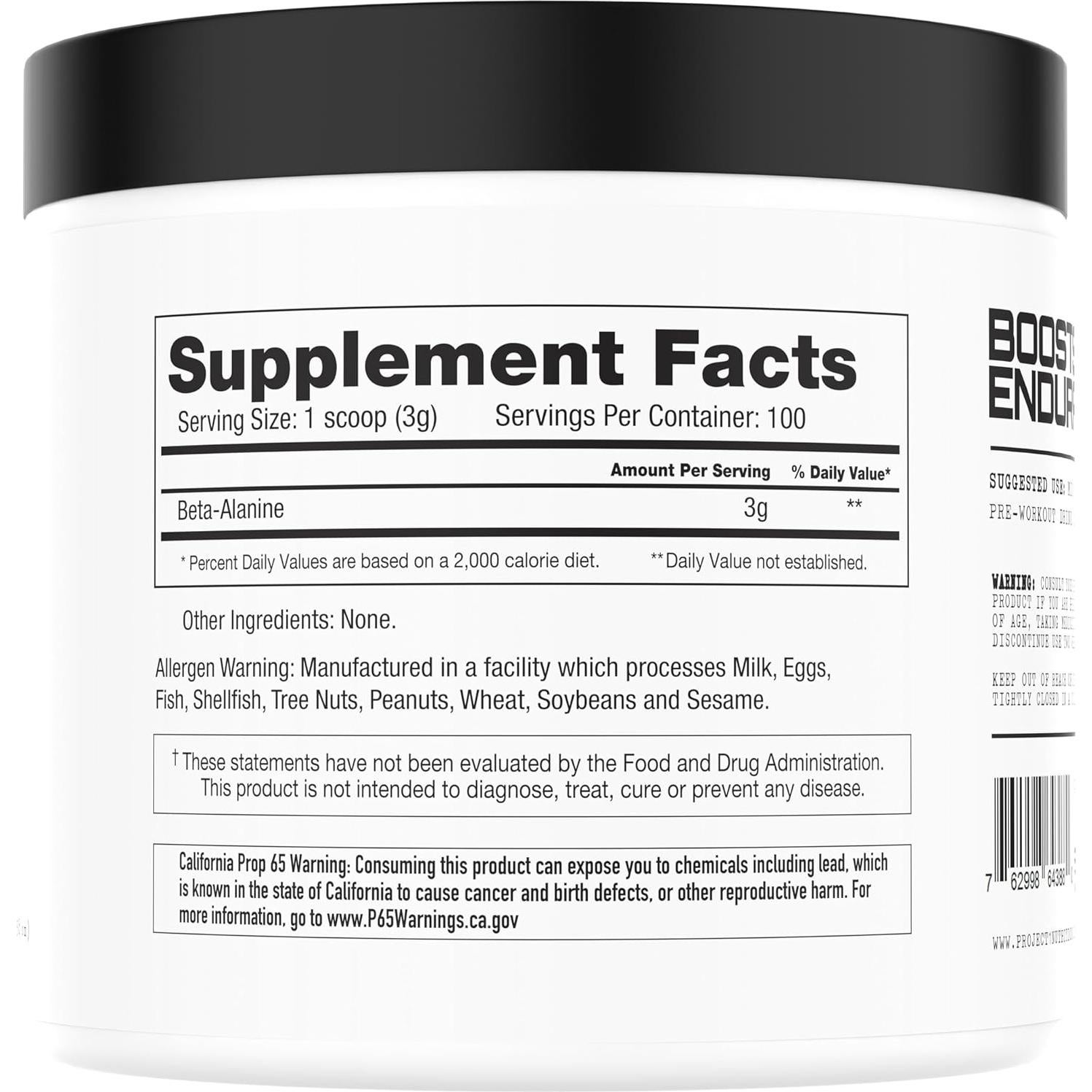 Polvo de Beta-Alanina Project #1 Nutrition 300g Sin Sabor